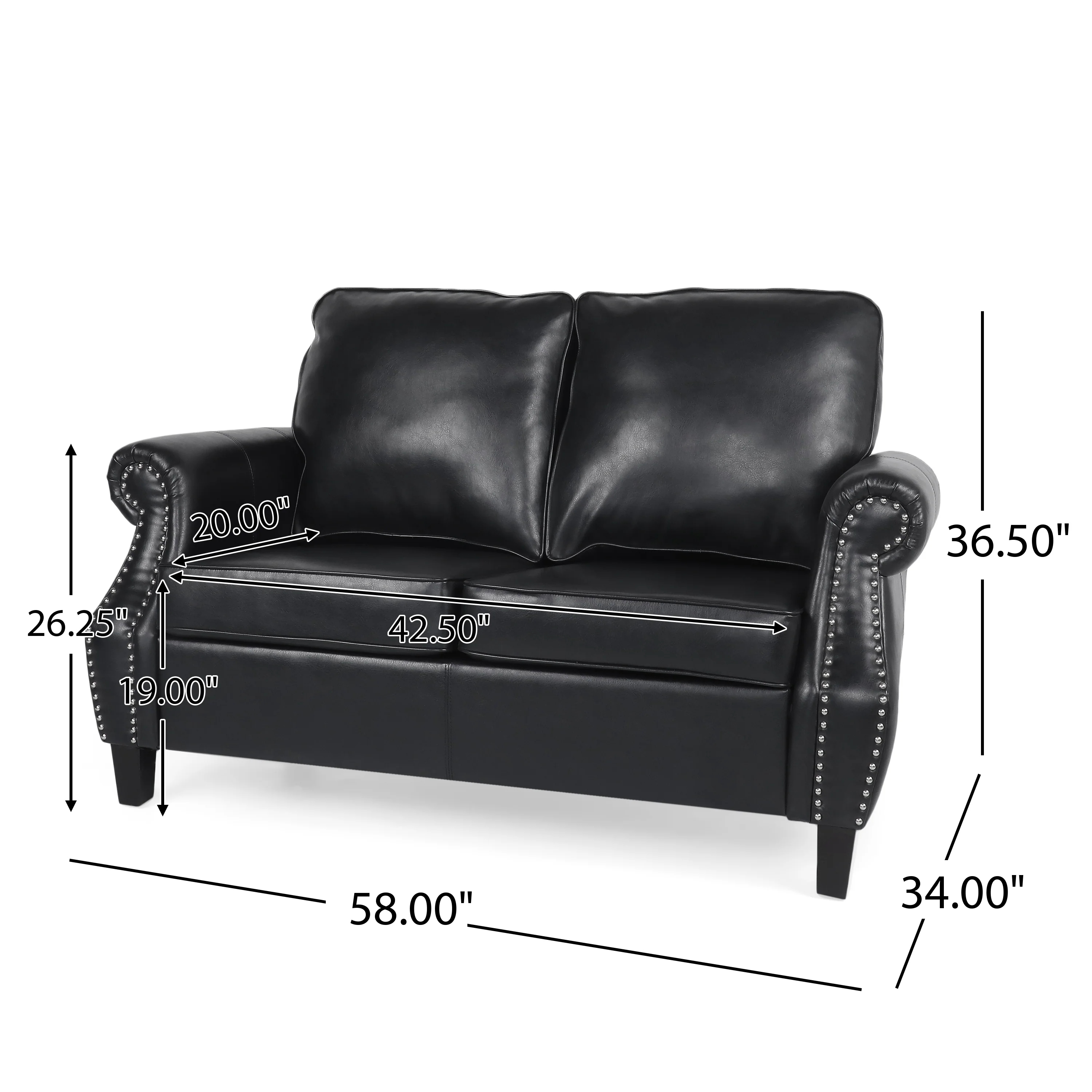 Pochelon Contemporary Faux Leather Loveseat with Nailhead Trim - furnishings
