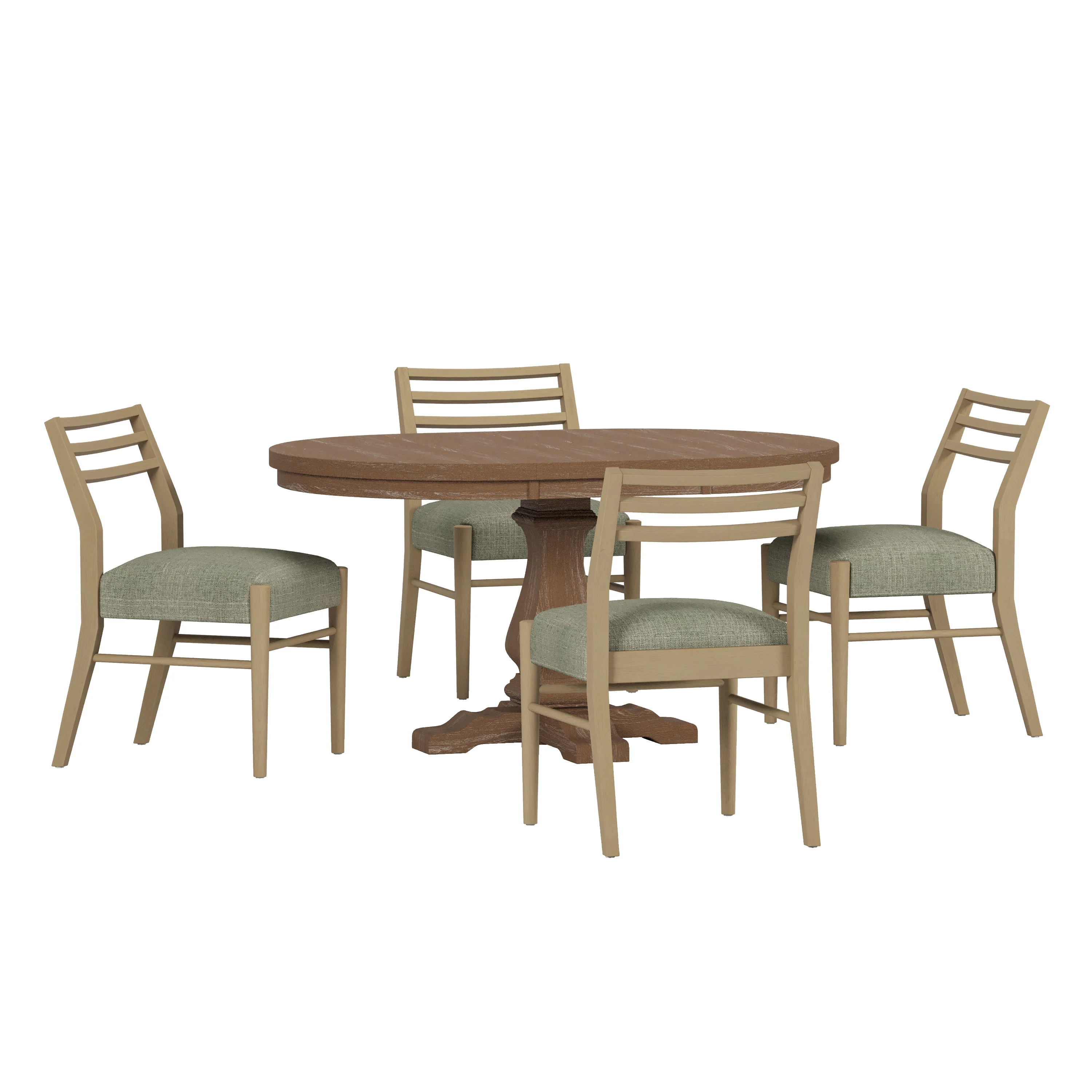 Alachua Farmhouse Fabric Upholstered Wood Expandable 5 Piece Dining Set - furnishings
