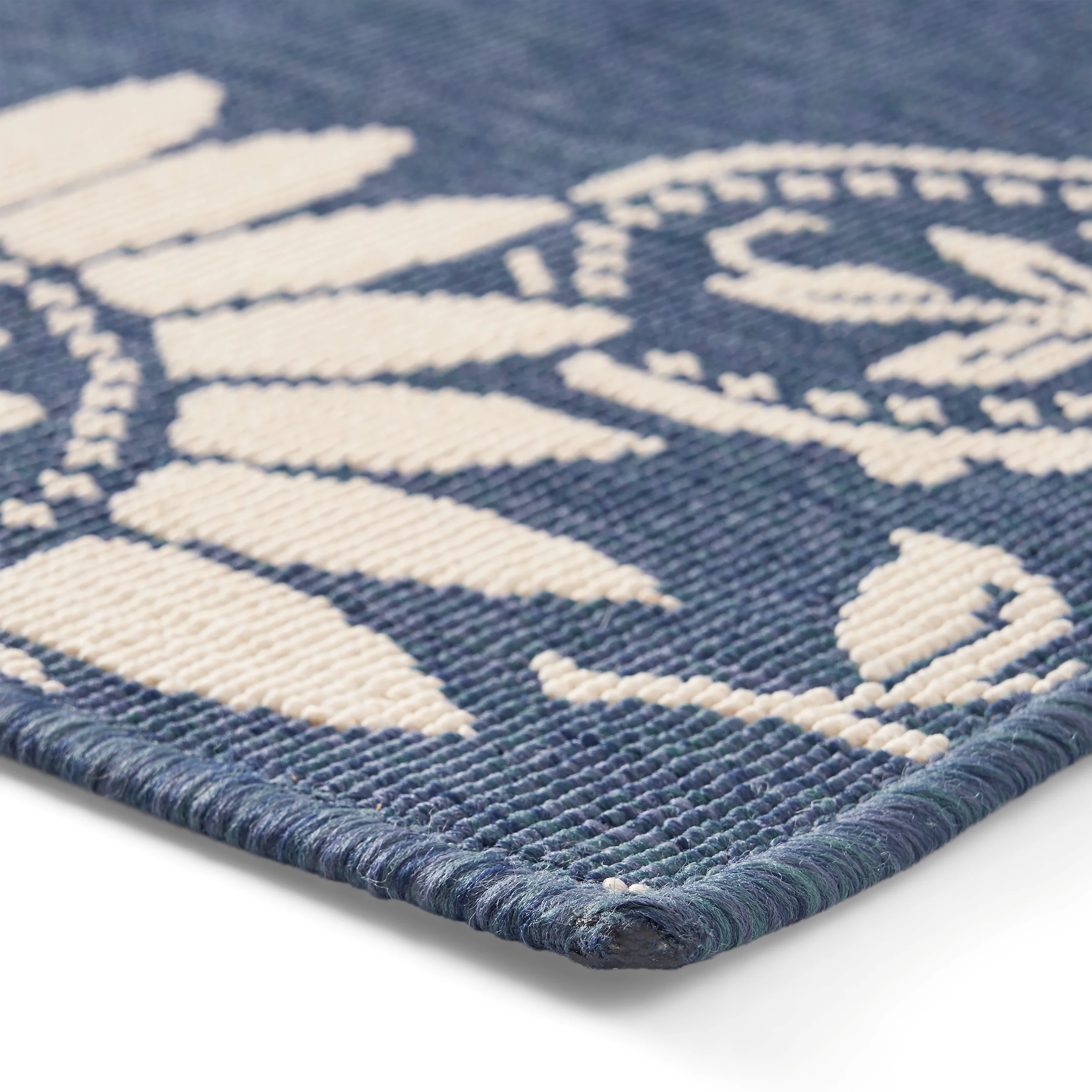 Bubles Outdoor Botanical Area Rug, Blue and Ivory - furnishings
