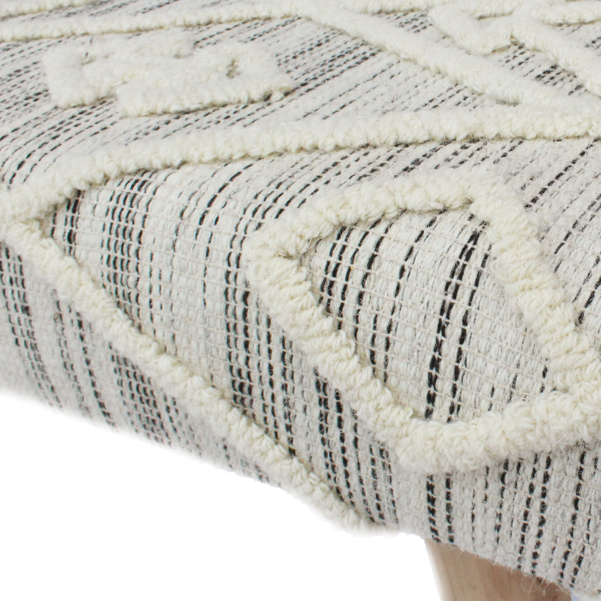 Carrera Handcrafted Boho Rectangular Wool & Fabric Bench - furnishings
