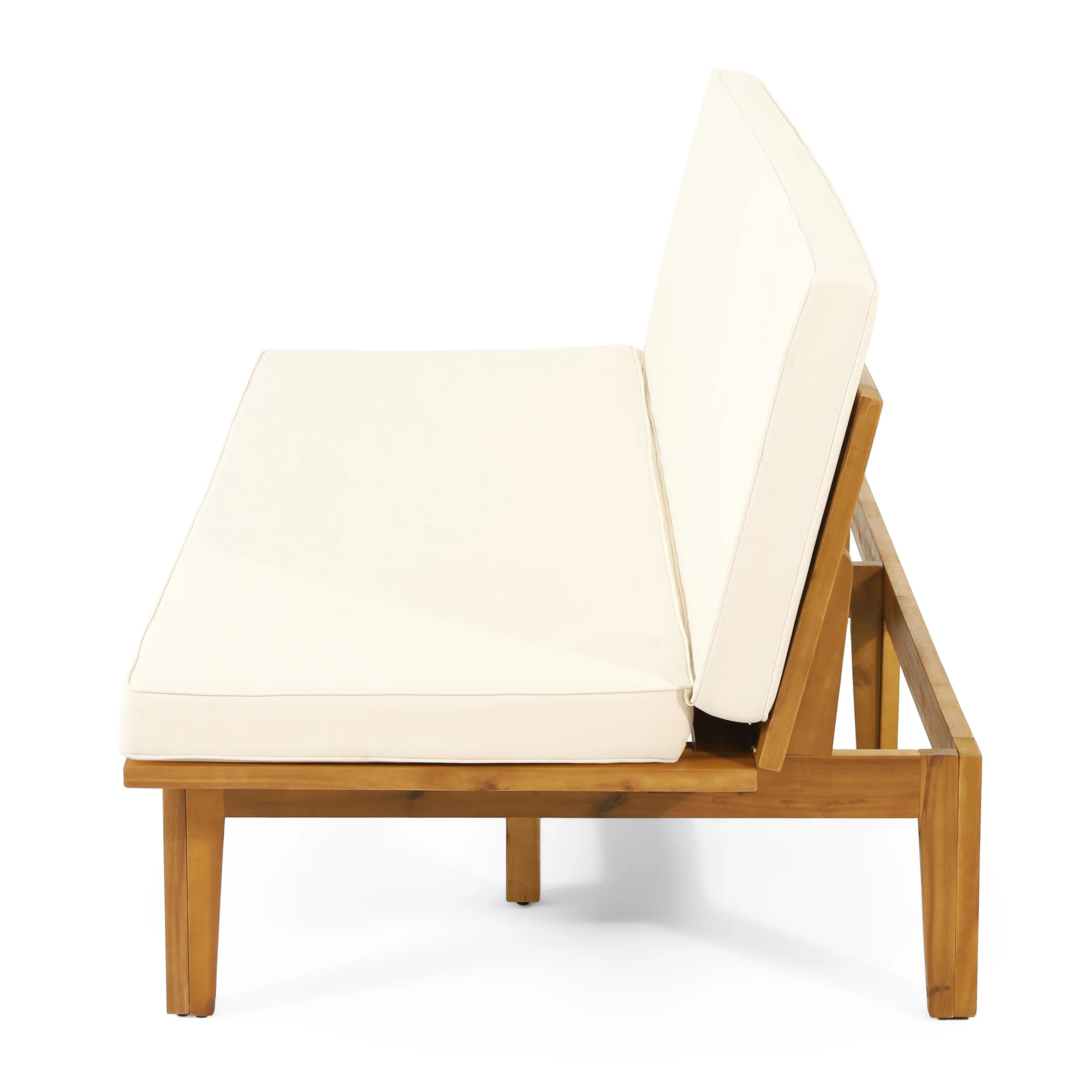Riebe Outdoor Acacia Wood Convertible Daybed with Cushion - furnishings