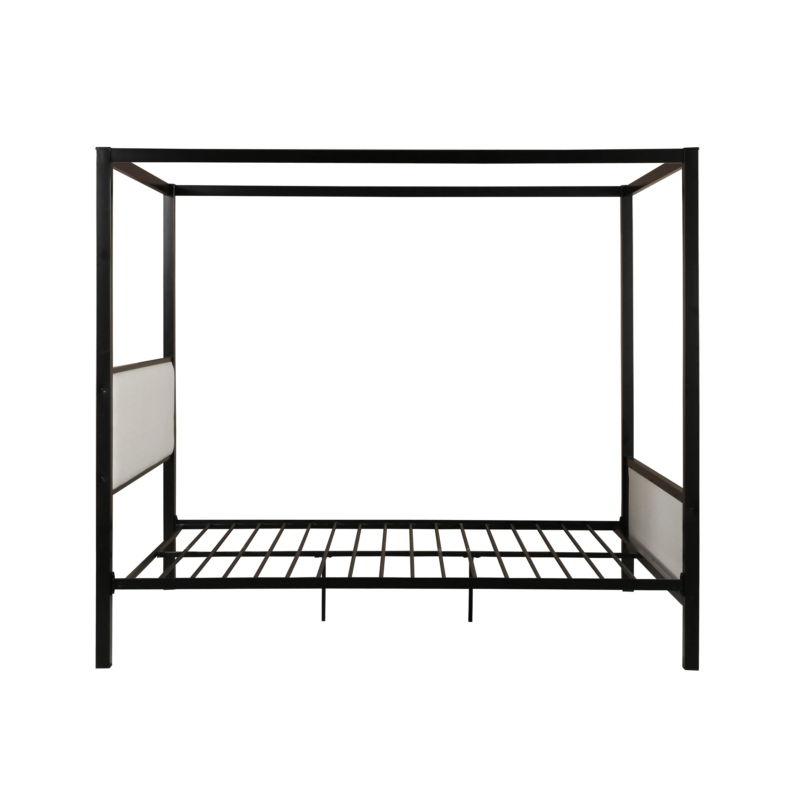 Kama Traditional Fabric Canopy Queen Bed with Iron Frame - furnishings