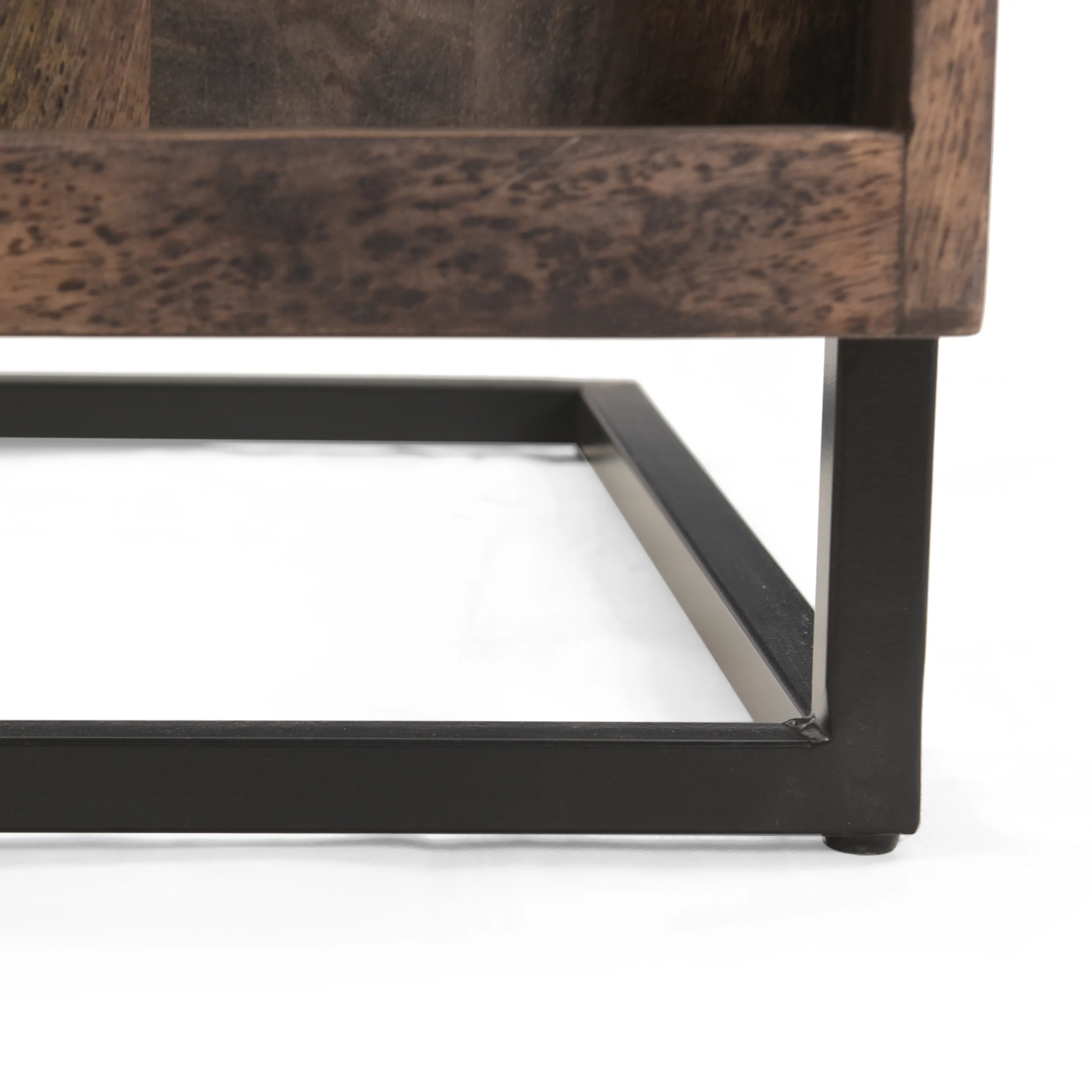 Ayzen Modern Industrial Mango Wood Adjustable C-Shaped End Table with Magazine Rack - furnishings