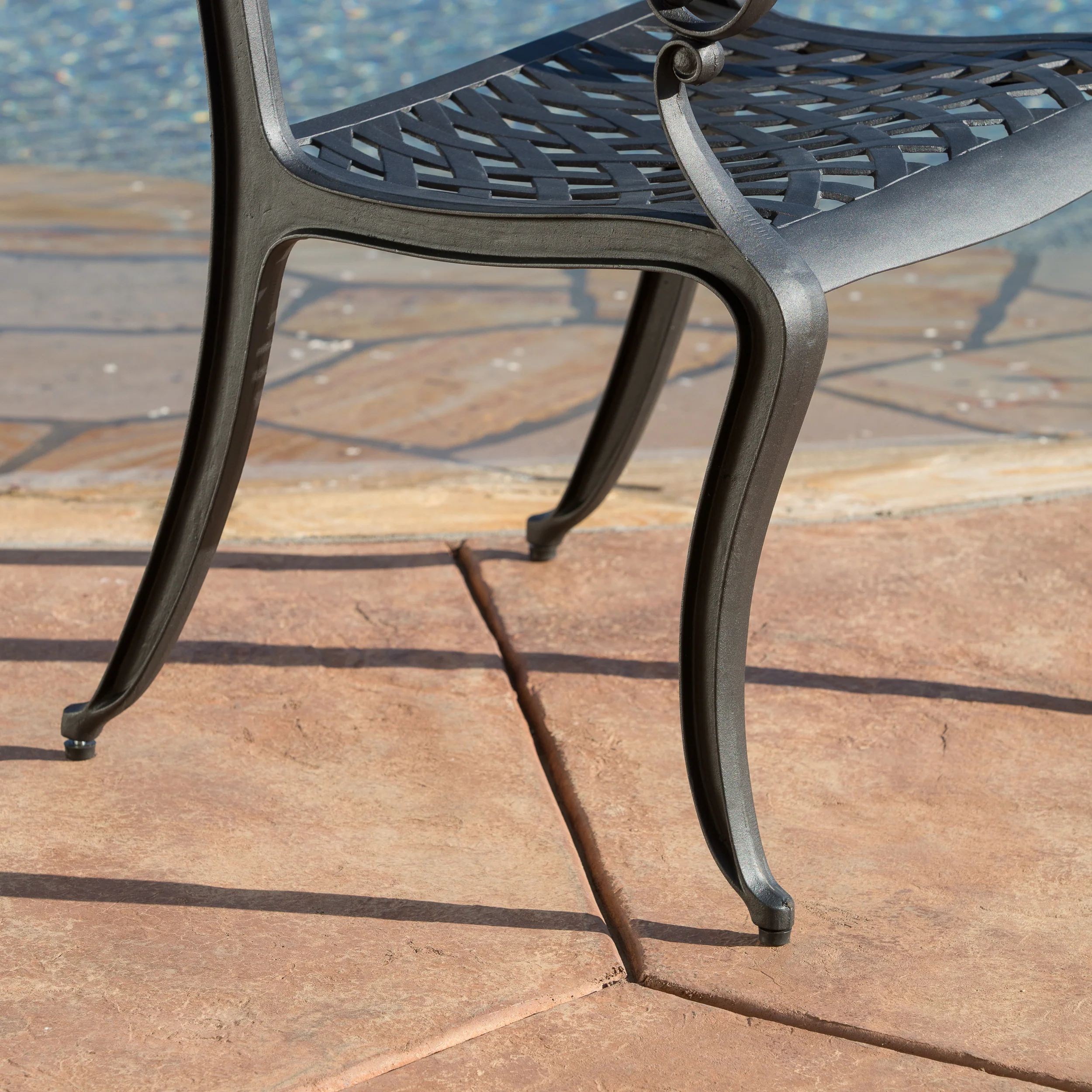 Dorris Outdoor 7 Piece Aluminum Dining Set with Concrete Table - furnishings