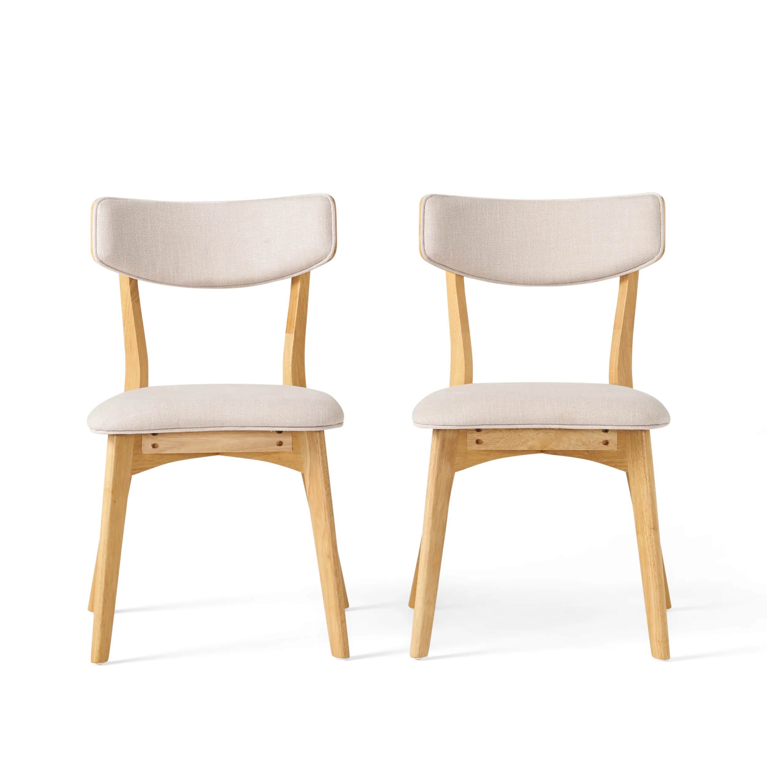 Turat Mid Century Fabric Dining Chairs with Natural Oak Finish(Set of 2) - furnishings
