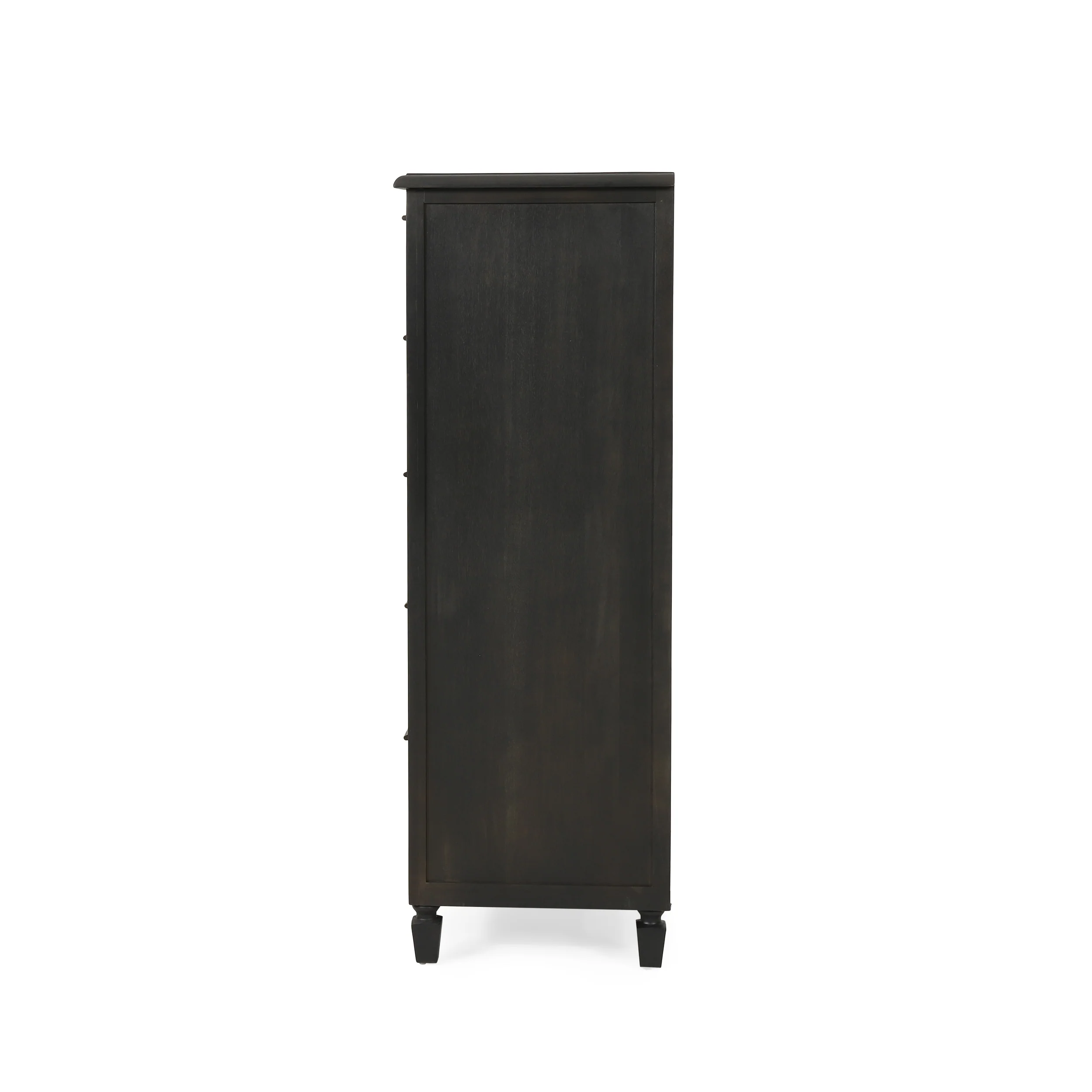 Pollards Rustic Acacia Wood and Cane 5 Drawer Dresser, Dark Gray - furnishings