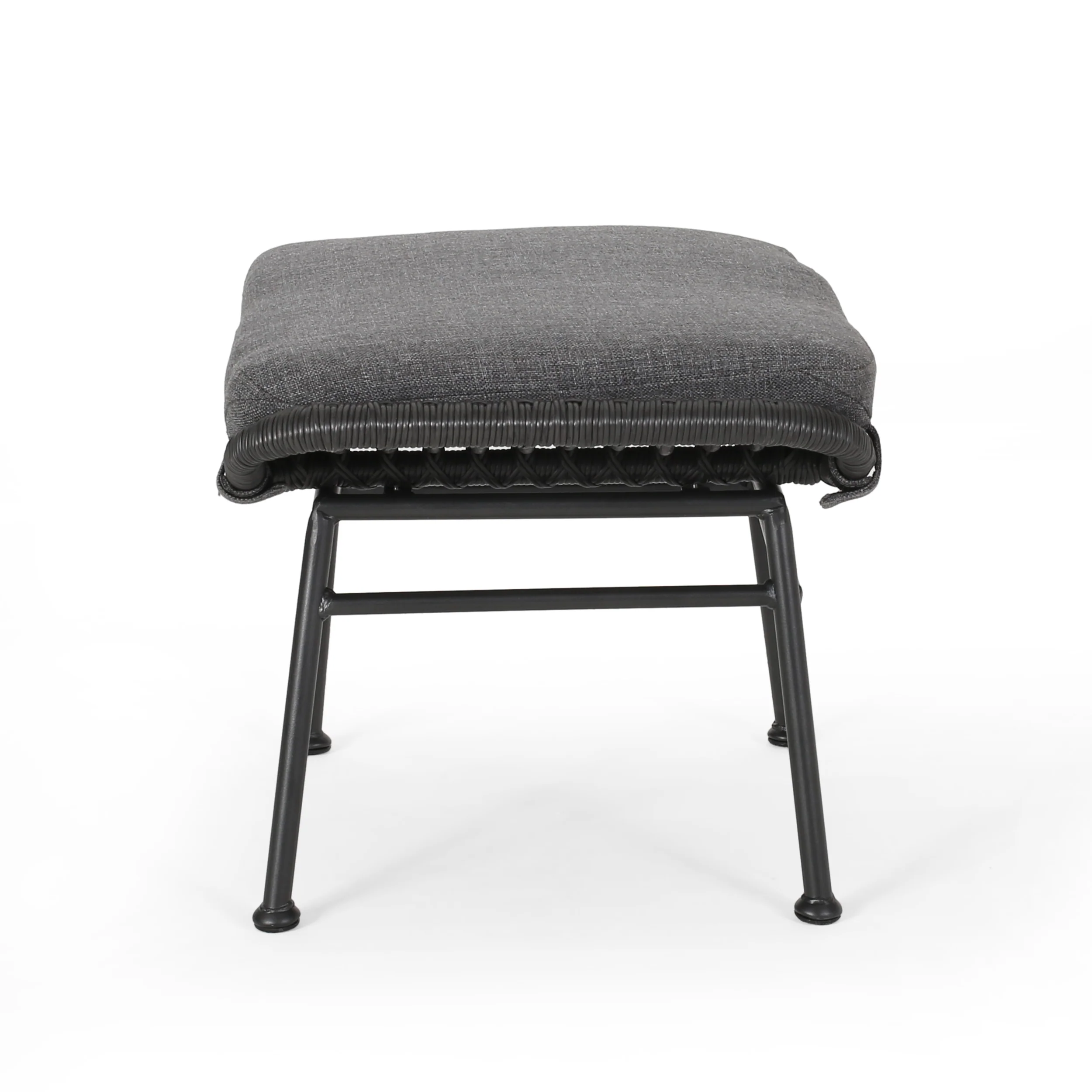 Gloria Outdoor Modern Boho Wicker Ottoman (Set of 2) - furnishings