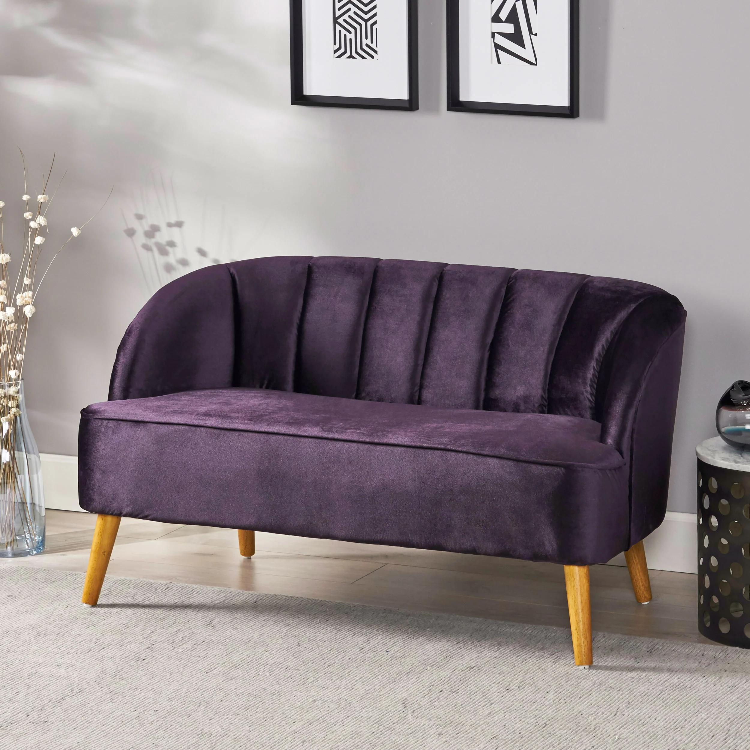 Scarlett Modern New Velvet Settee - furnishings