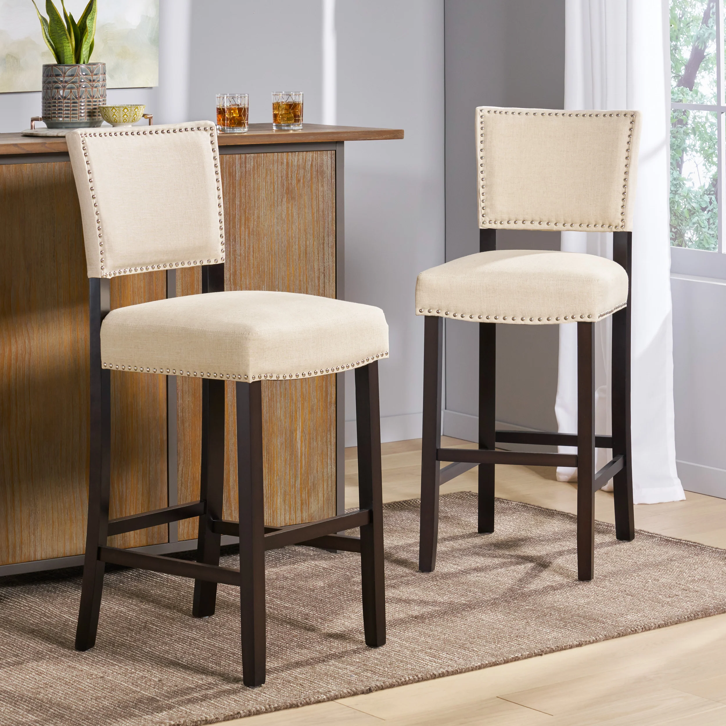 William 31-Inch Bonded Fabric Backed Barstool (Set of 2) - furnishings