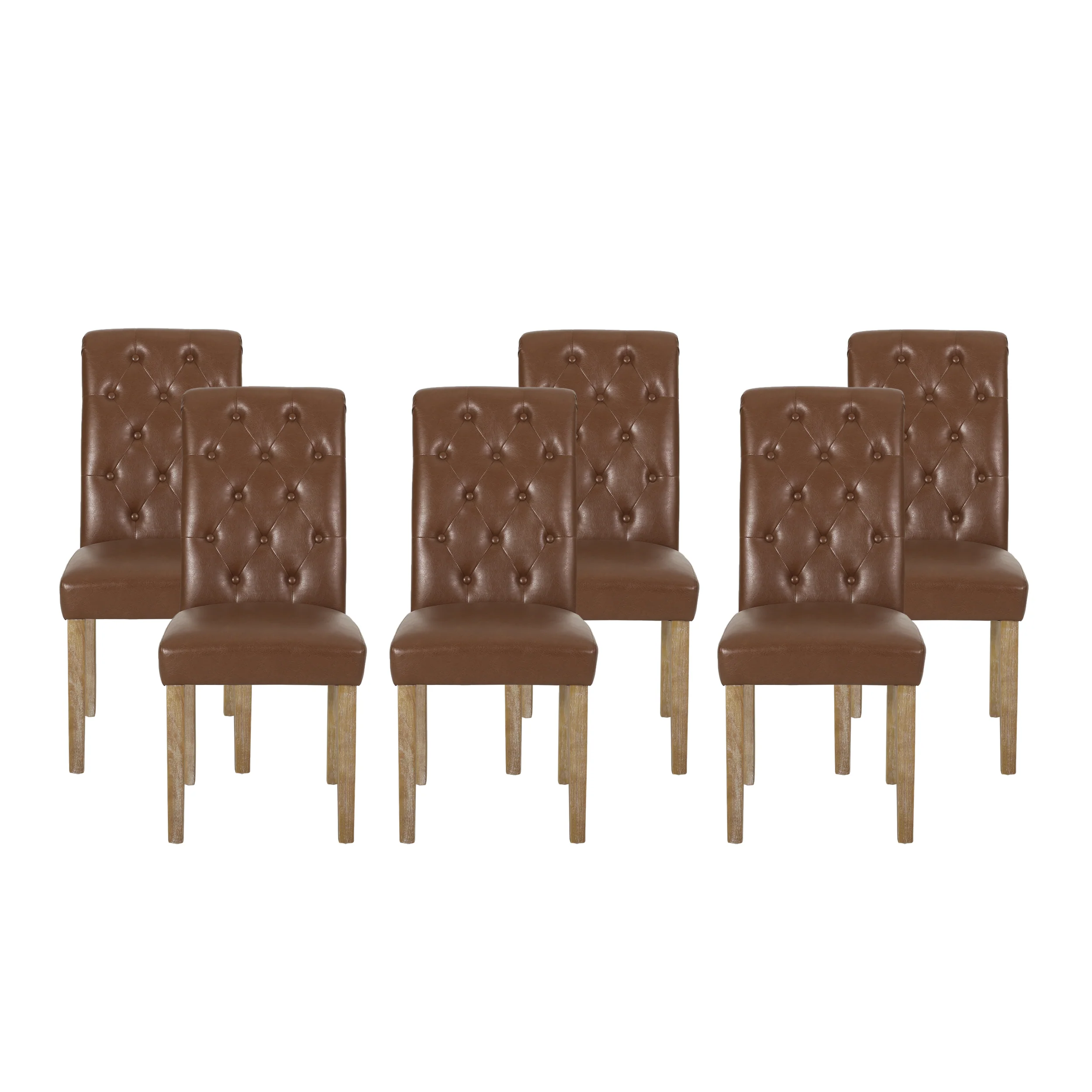 Larkspur Contemporary Faux Leather Tufted Dining Chairs, Set of 6 - furnishings