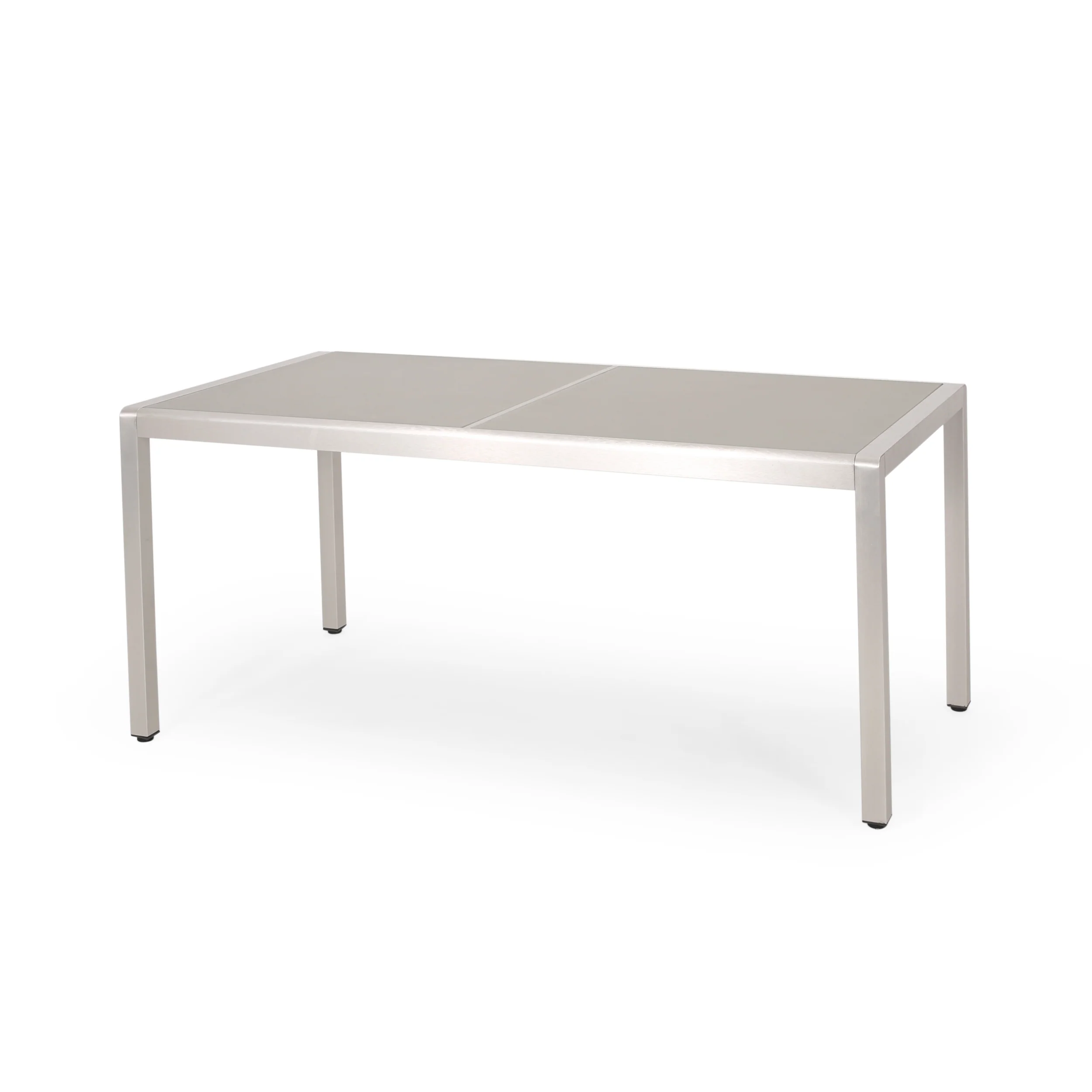 Glauk Outdoor 6 Seater Aluminum Dining Set with Tempered Glass Table Top - furnishings