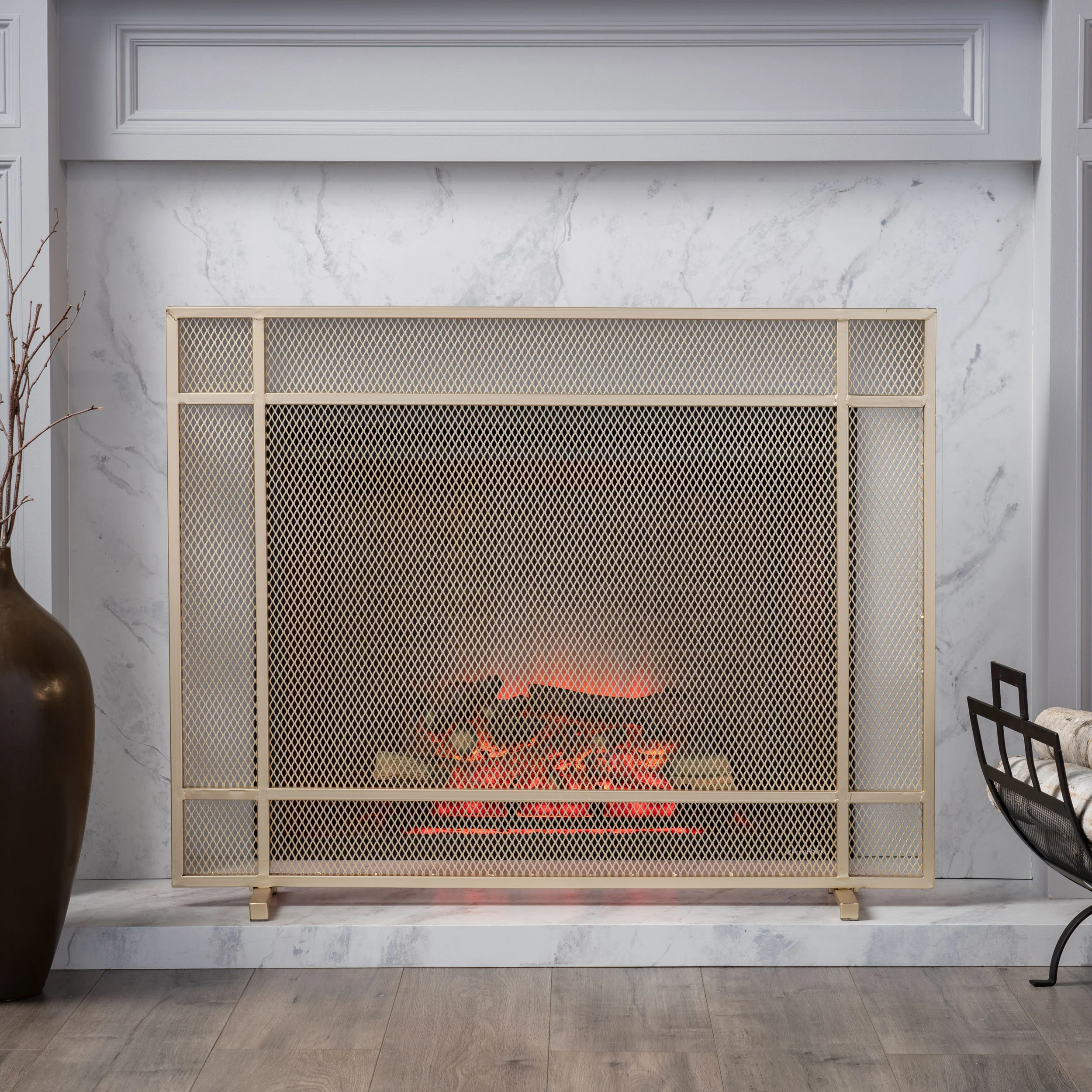 Markus Modern Single Panel Iron Firescreen - furnishings