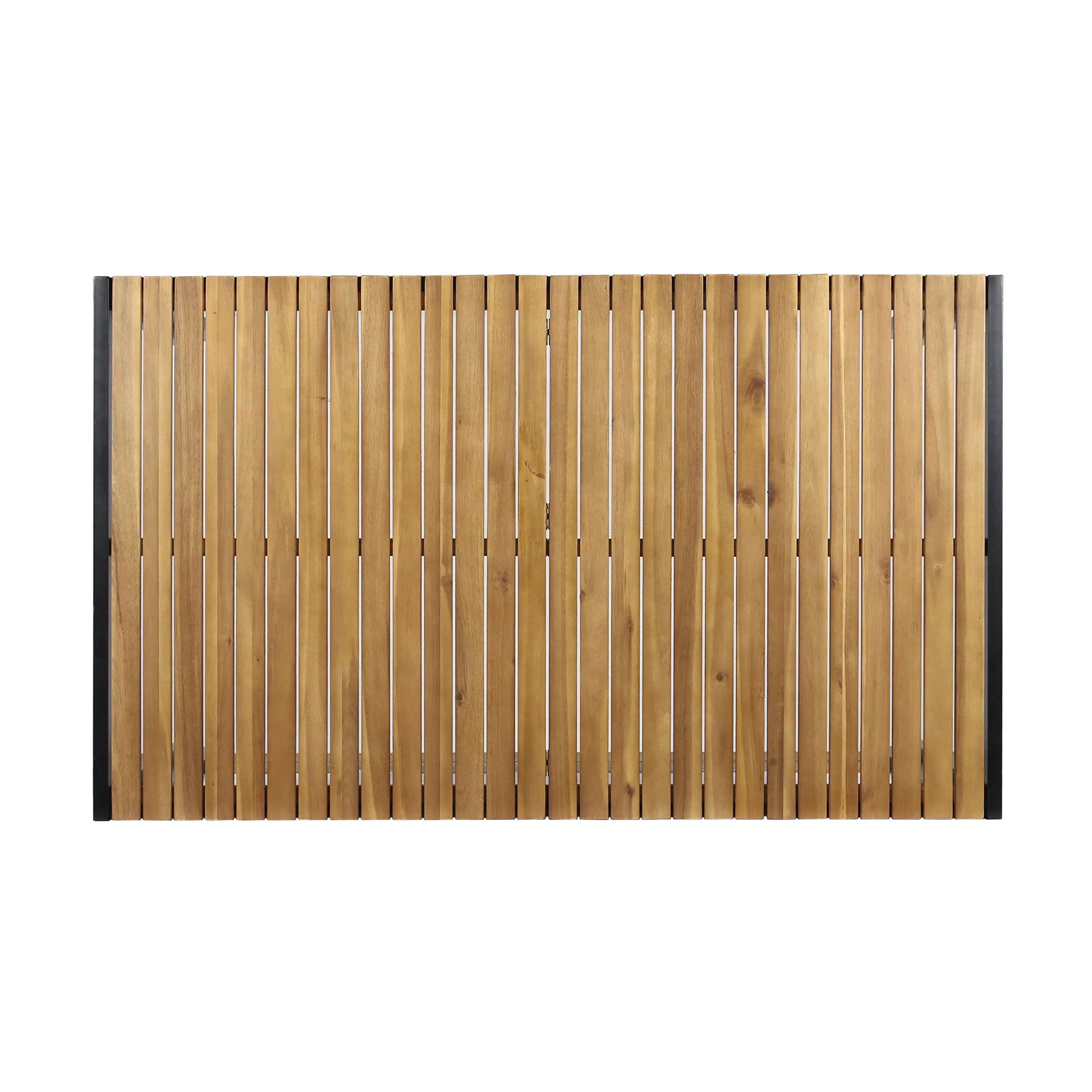 Hermosa Outdoor 6-Seater Rectangular Acacia Wood and Wicker Dining Set, Teak with Black and Multi Brown - furnishings