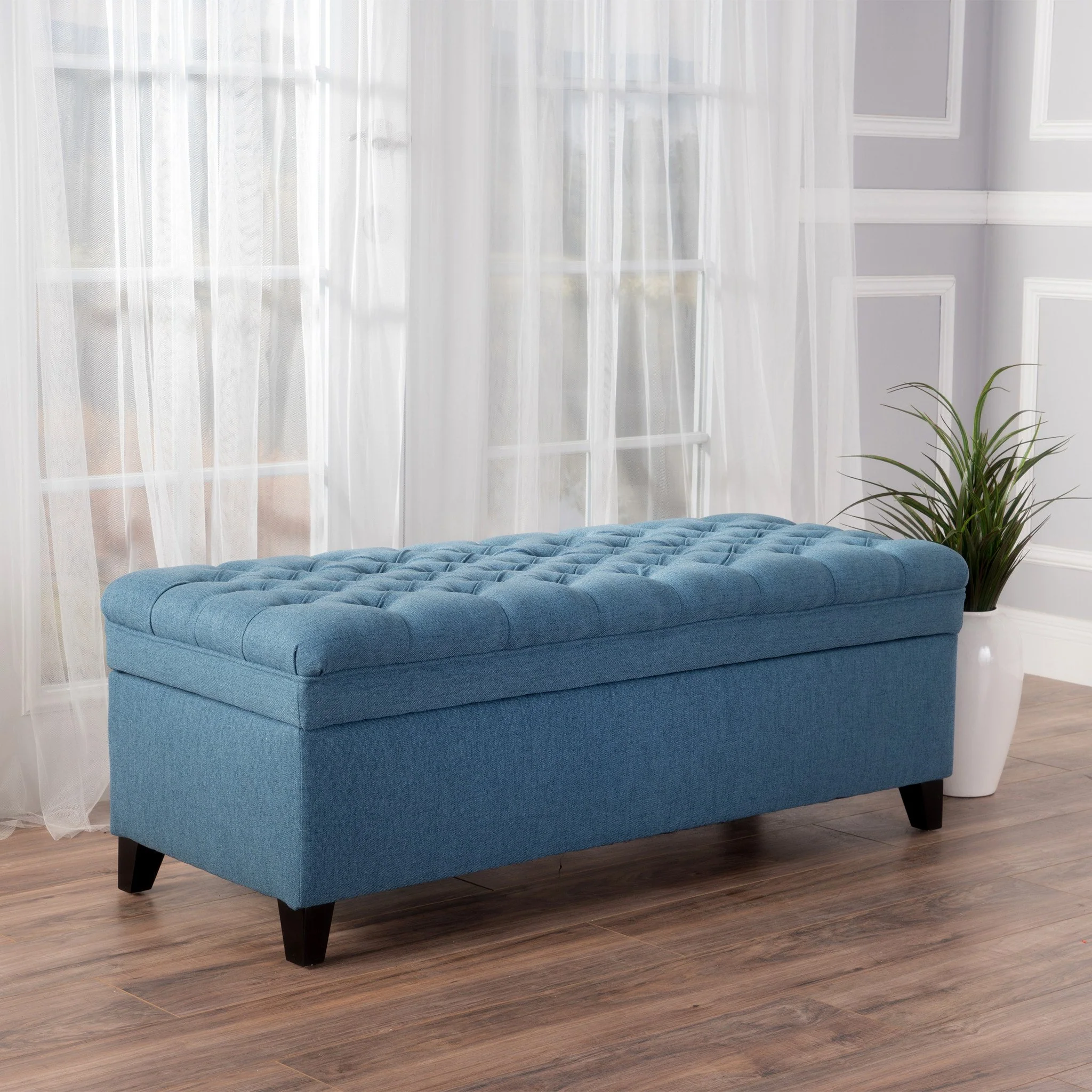 Laguna French Style Tufted Fabric Storage Ottoman Bench - furnishings
