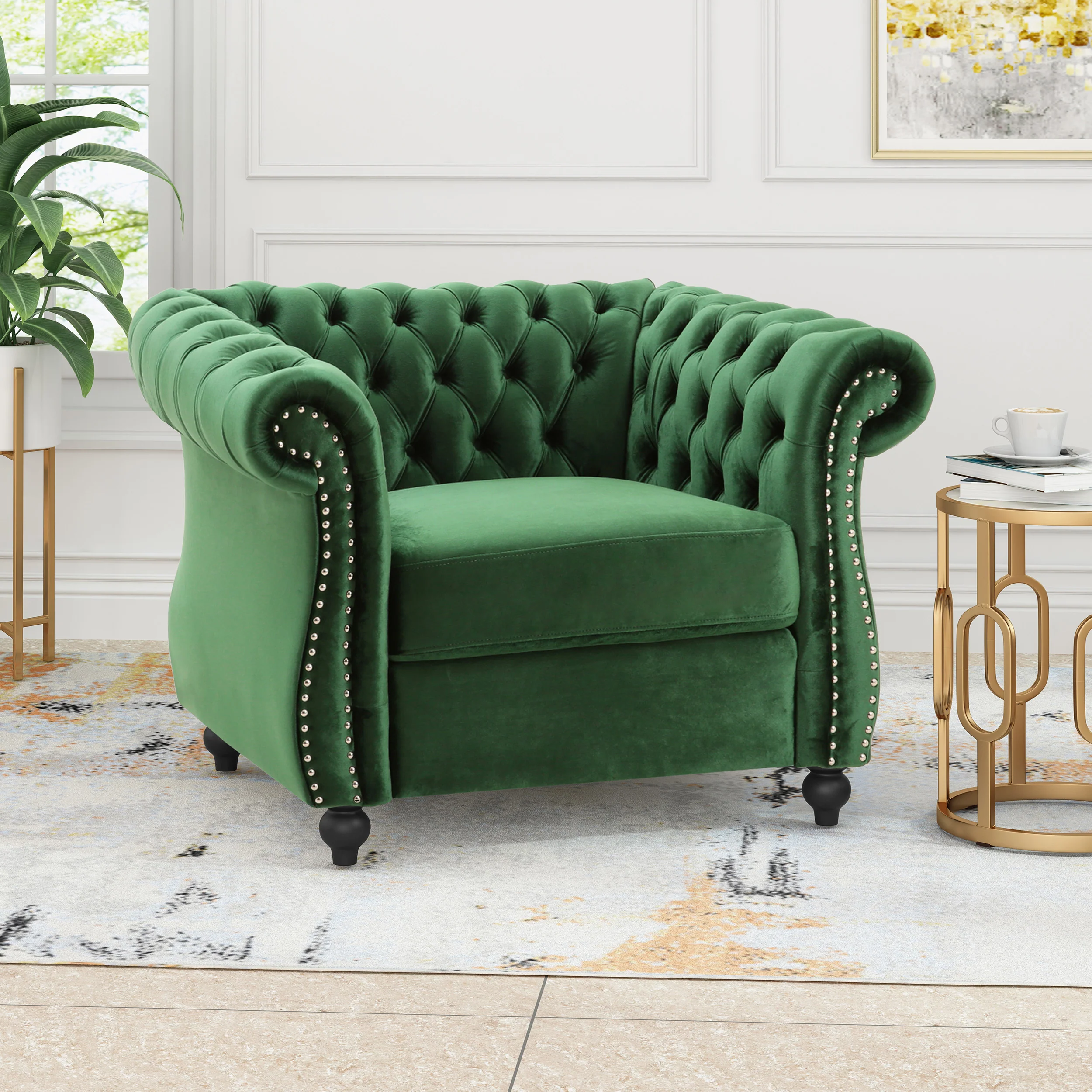 Galilea Chesterfield Velvet Club Chair - furnishings