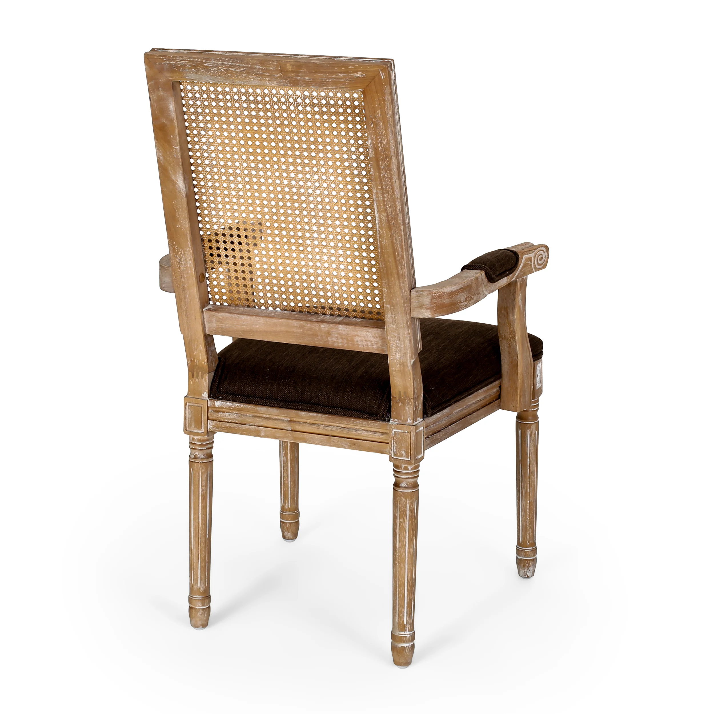Regan French Country Fabric Upholstered Wood and Cane Expandable 7 Piece Dining Set - furnishings