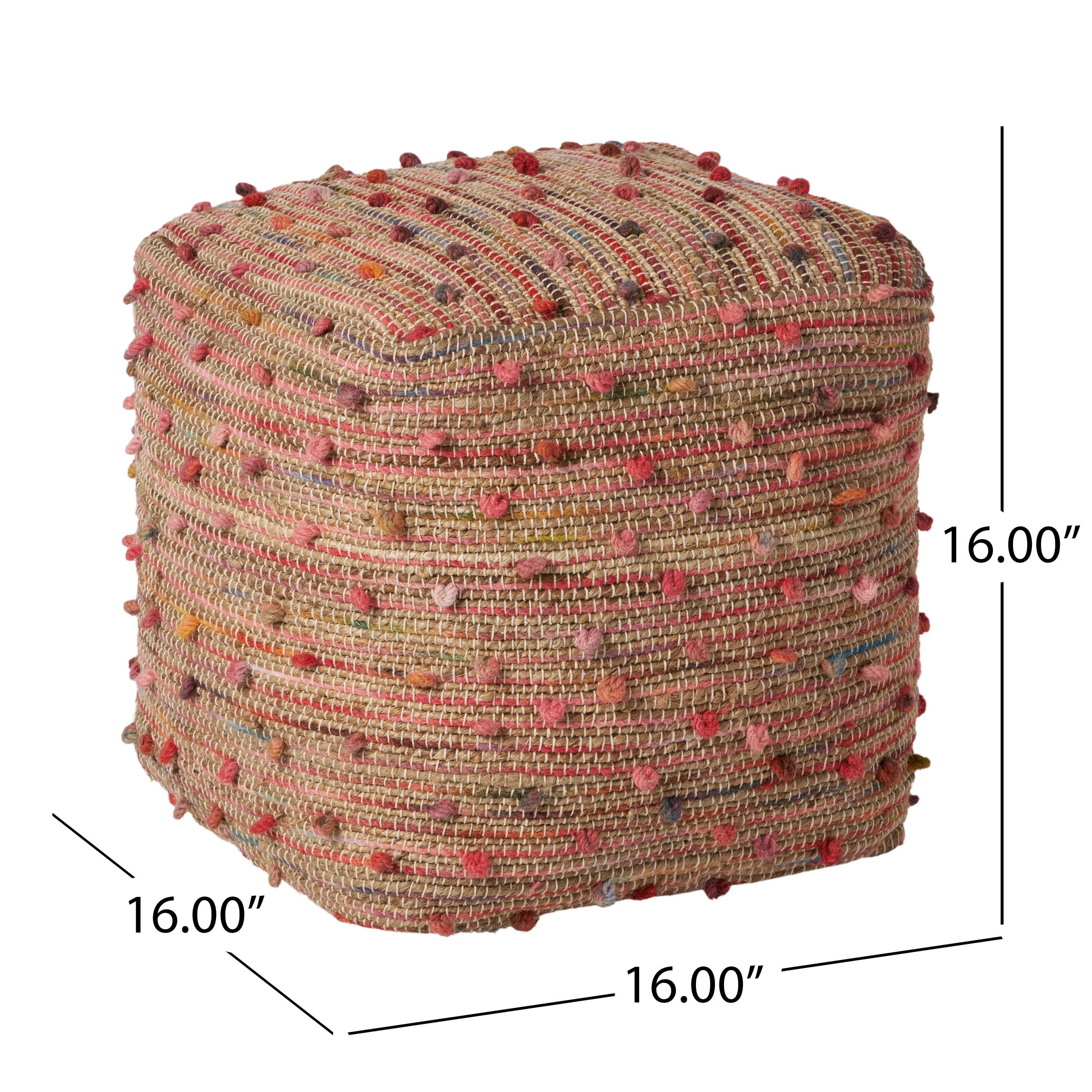 Rainy Boho Jute and Cotton Pouf - furnishings