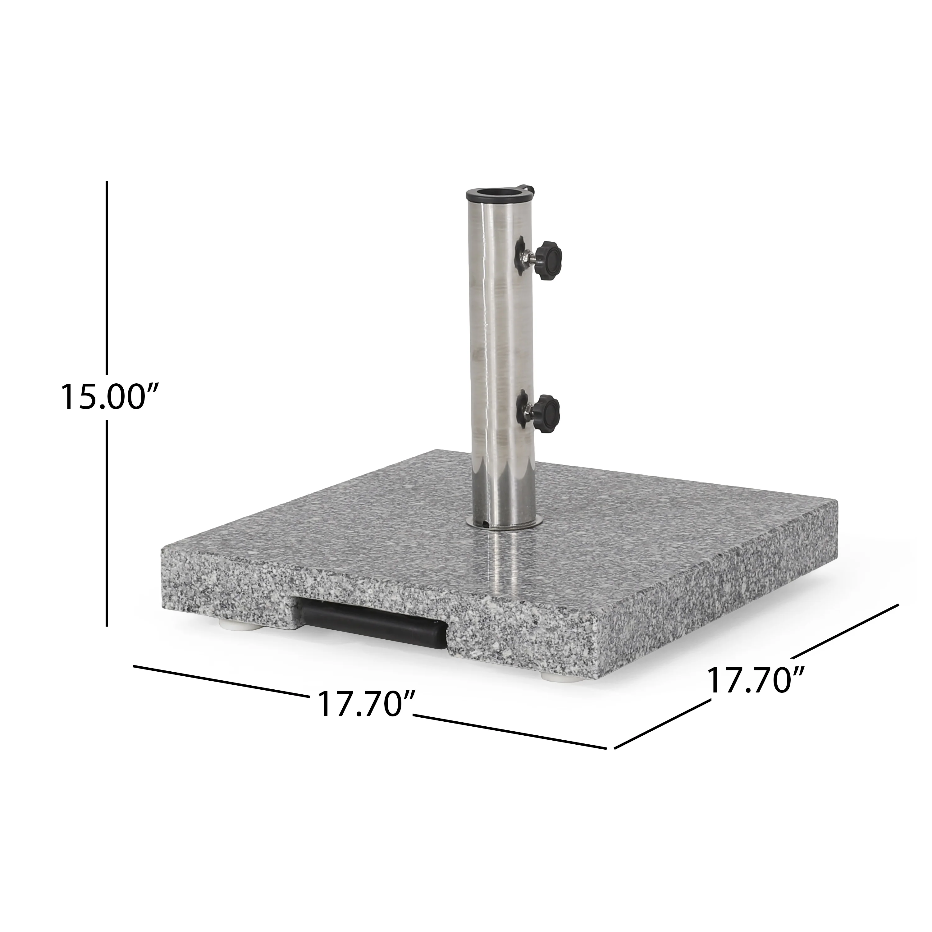Martino Outdoor Natural Grey Granite and Stainless Steel Umbrella Base - furnishings