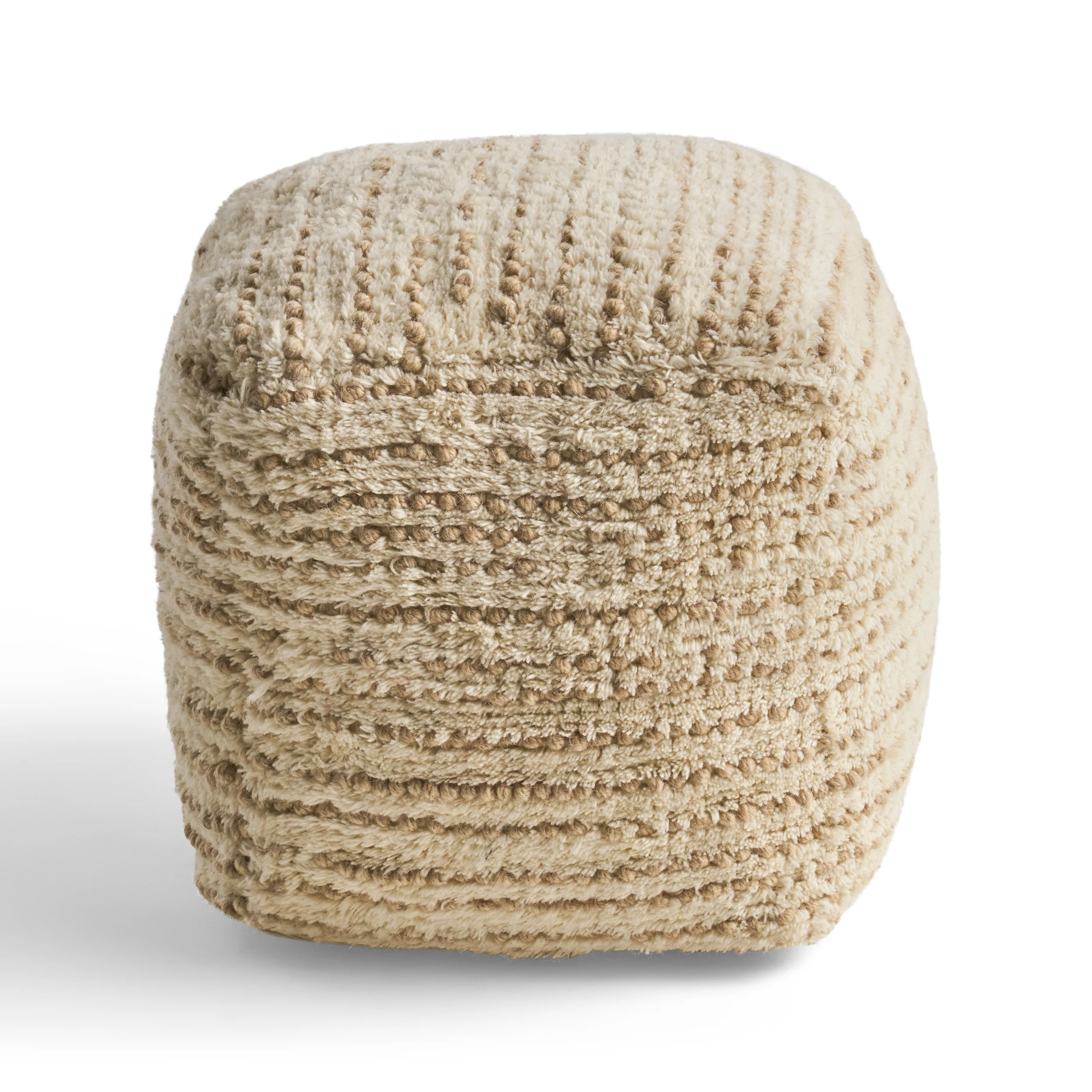 Ewelina Boho Wool and Cotton Ottoman Pouf - furnishings