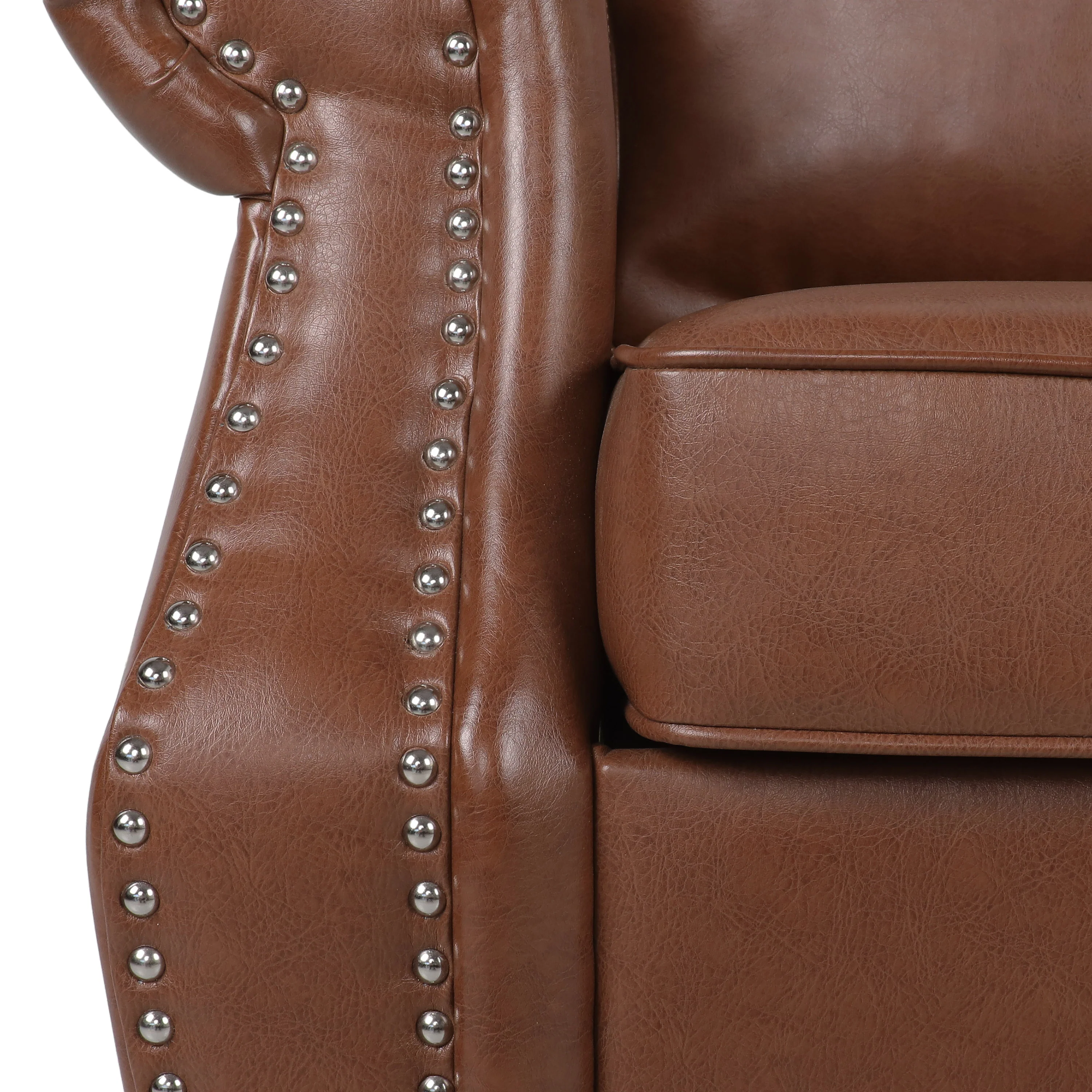 Burkehaven Contemporary Faux Leather Club Chair with Nailhead Trim - furnishings