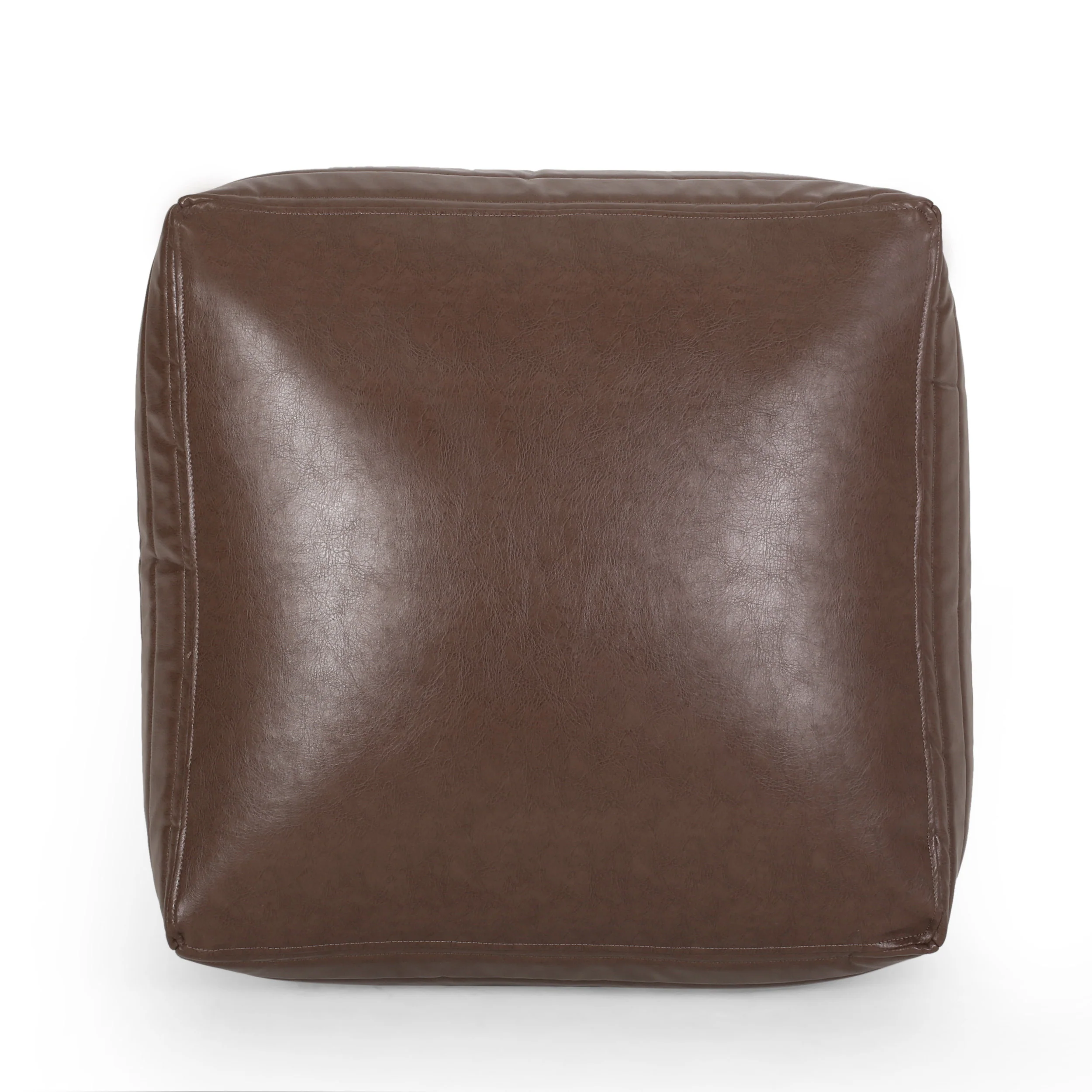 Conrail Contemporary Faux Leather Channel Stitch Pouf - furnishings