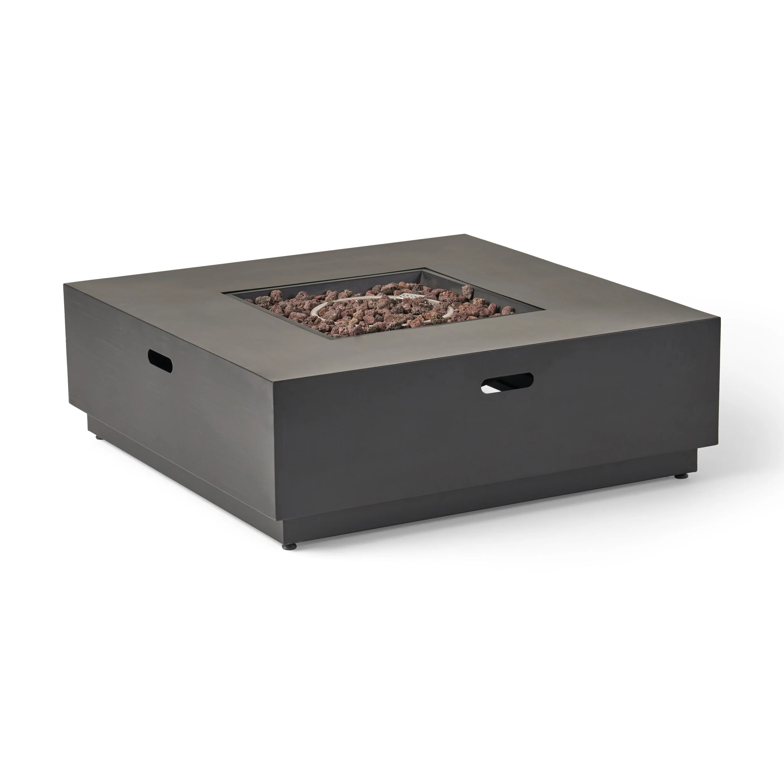 Jasmine Outdoor Dark Gray Finish Iron 40 Inch Square Fire Pit - 50,000 BTU - furnishings