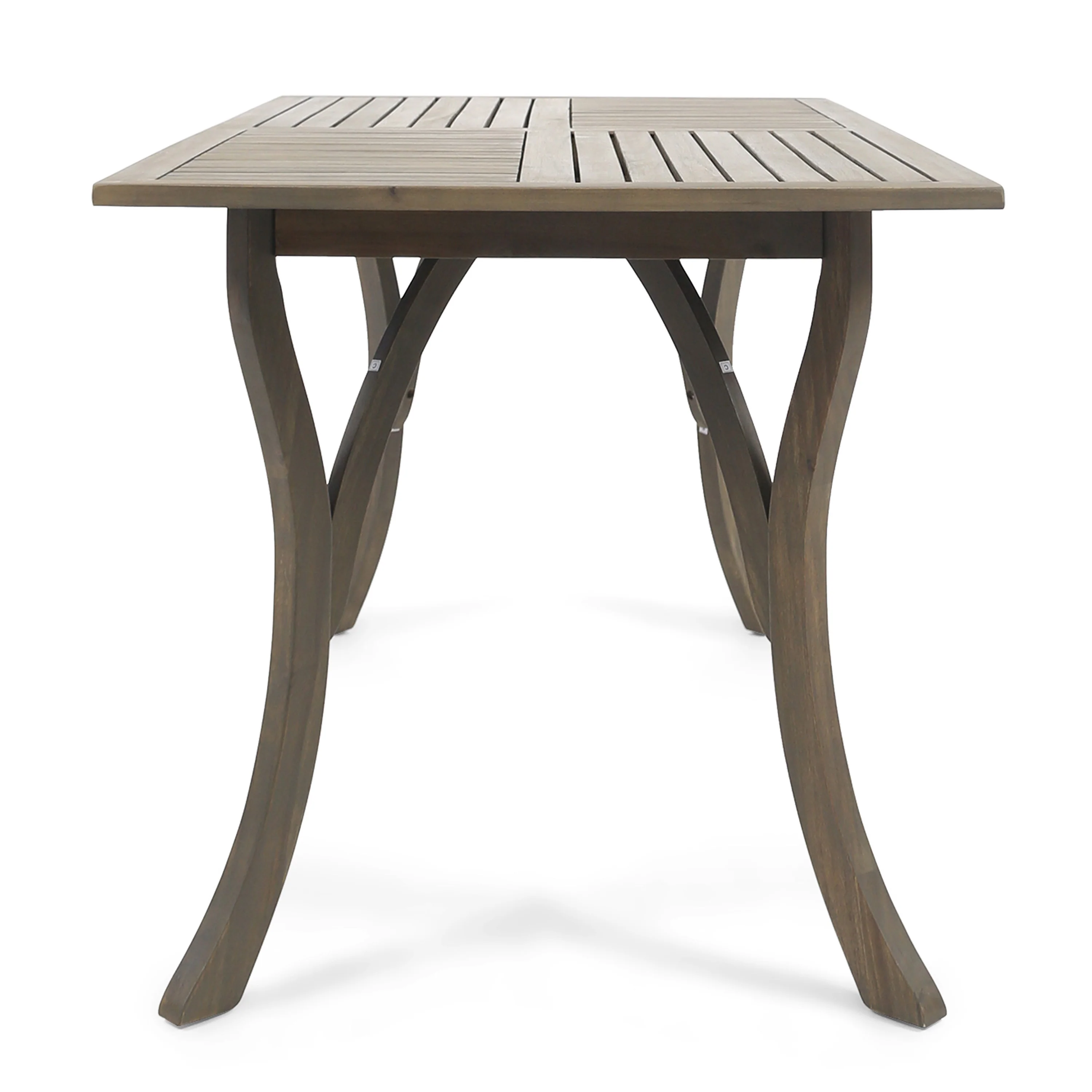 Robin Outdoor 7 Piece Wood and Wicker Dining Set, Gray and Gray - furnishings