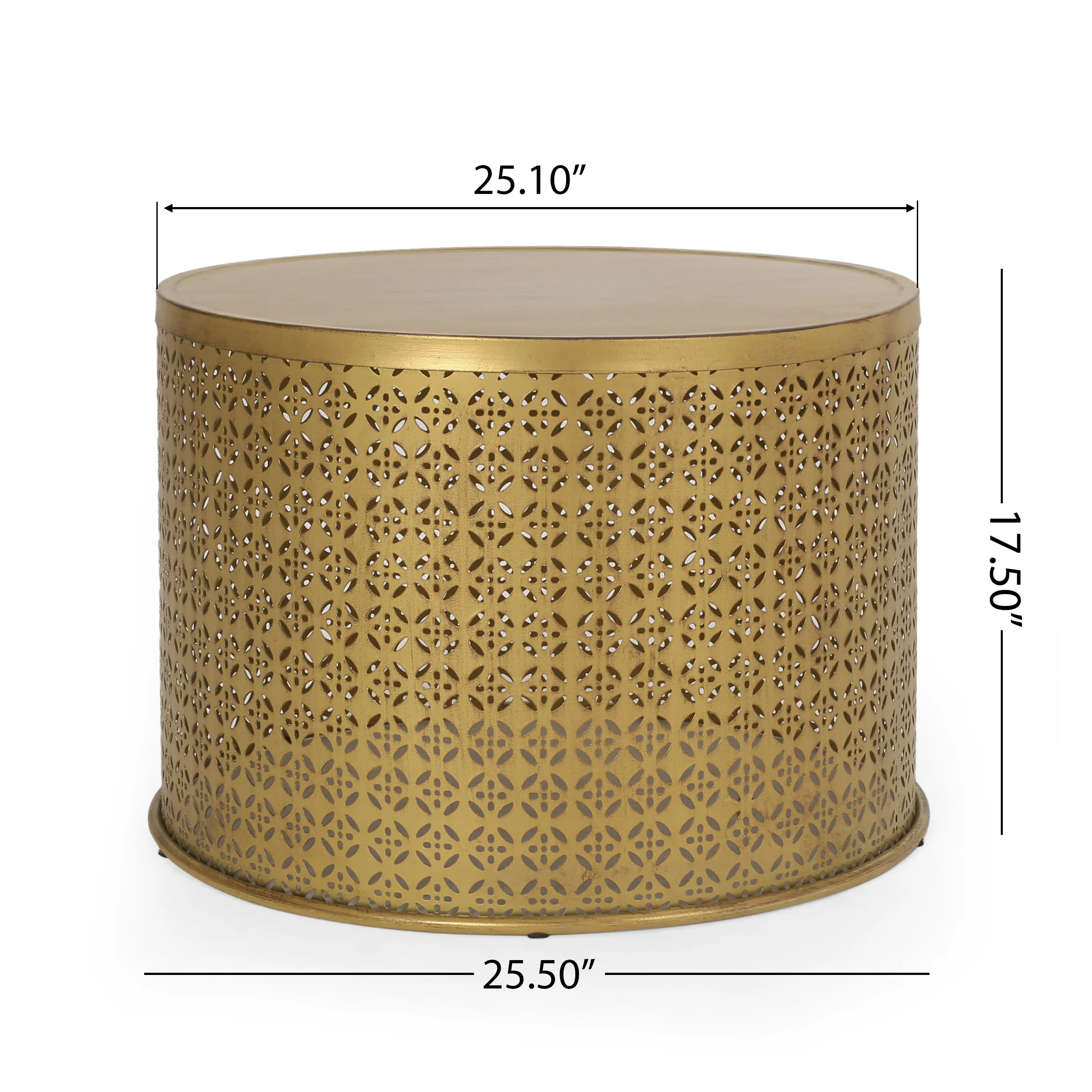 Arrastra Boho Lace Cut Iron Coffee Table, Gold Brushed Brown - furnishings