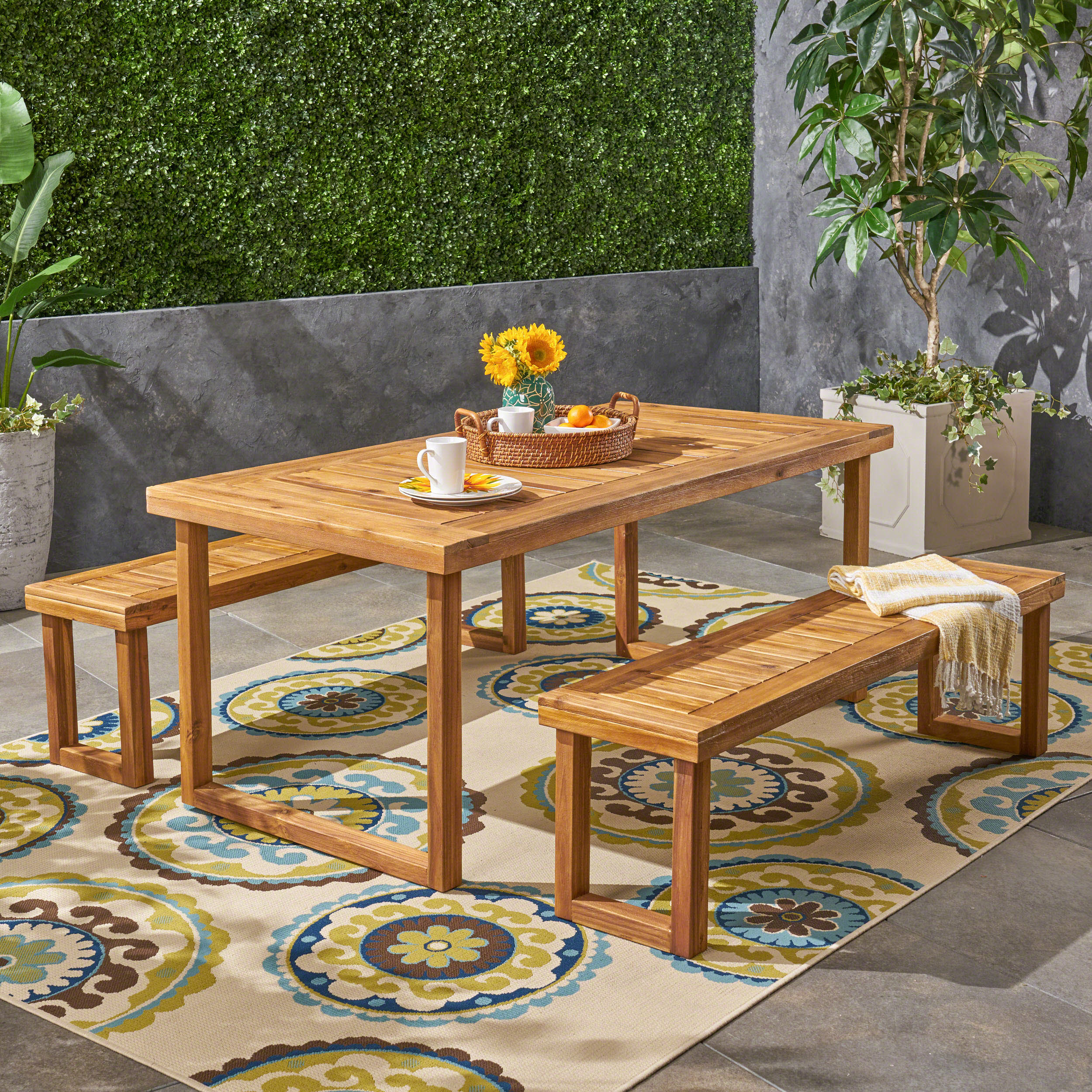 Vickers Outdoor Acacia Wood Picnic Set - furnishings