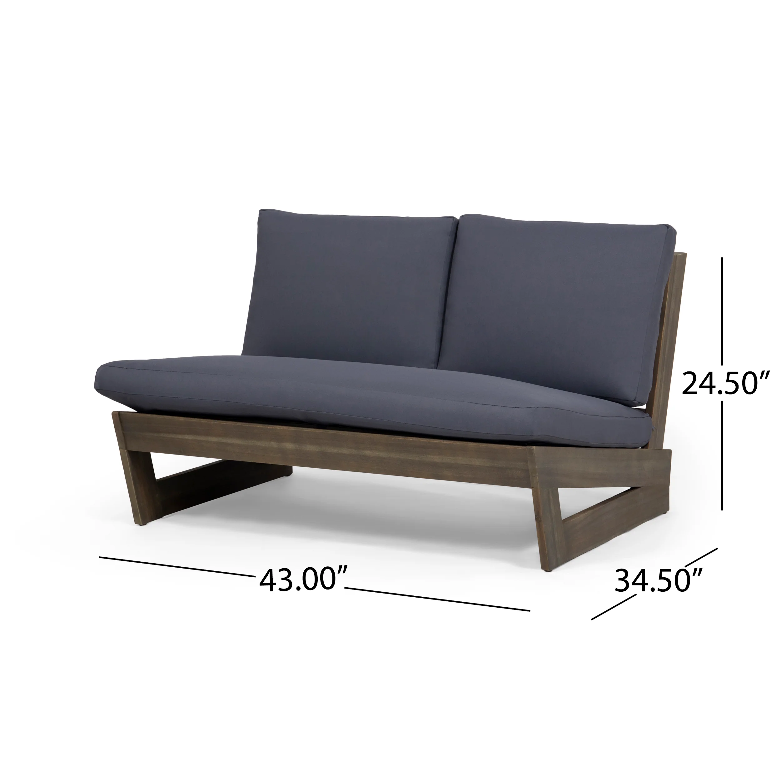 Emma Outdoor Acacia Wood Loveseat with Cushions - furnishings