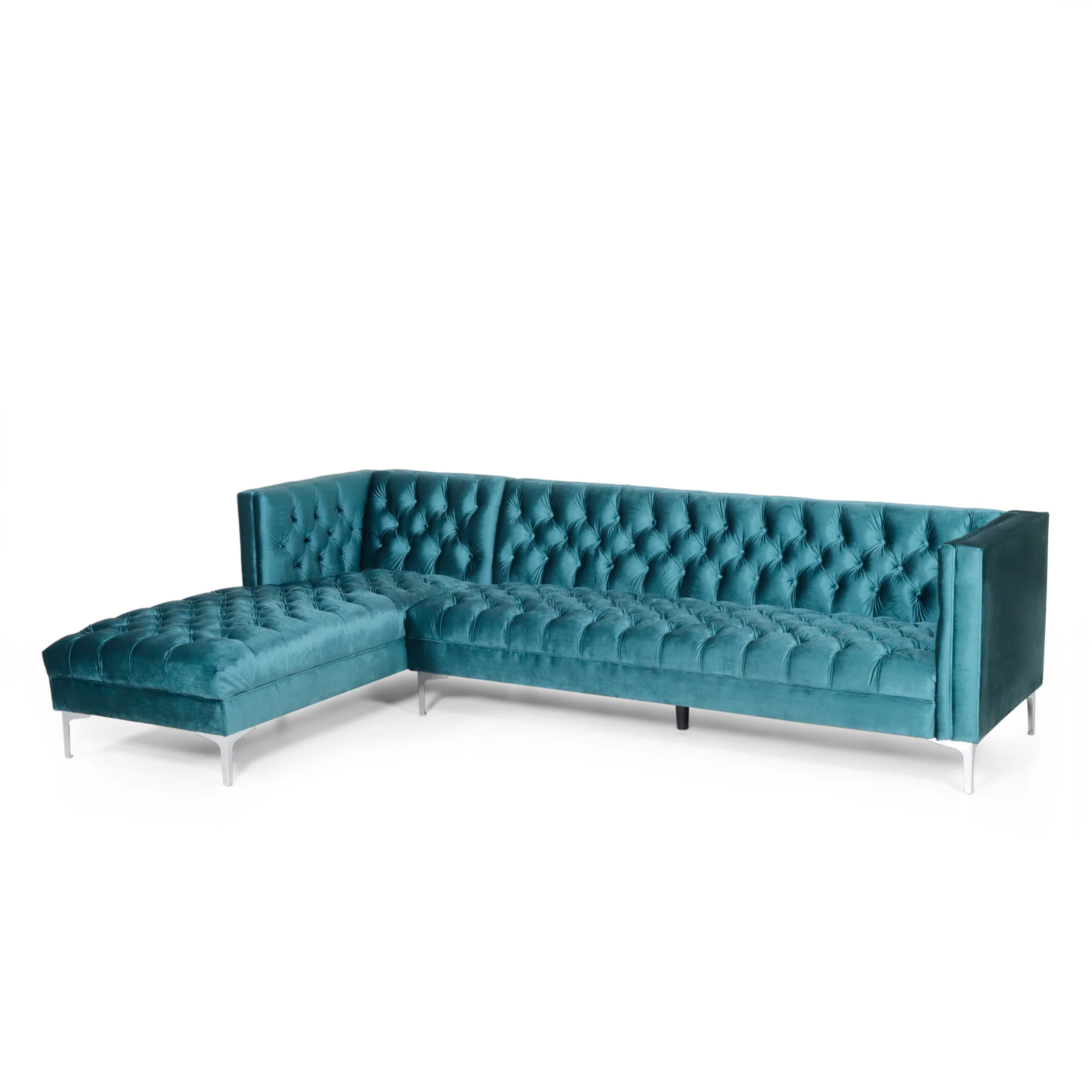 Camrose Contemporary Tufted Velvet Chaise Sectional - furnishings