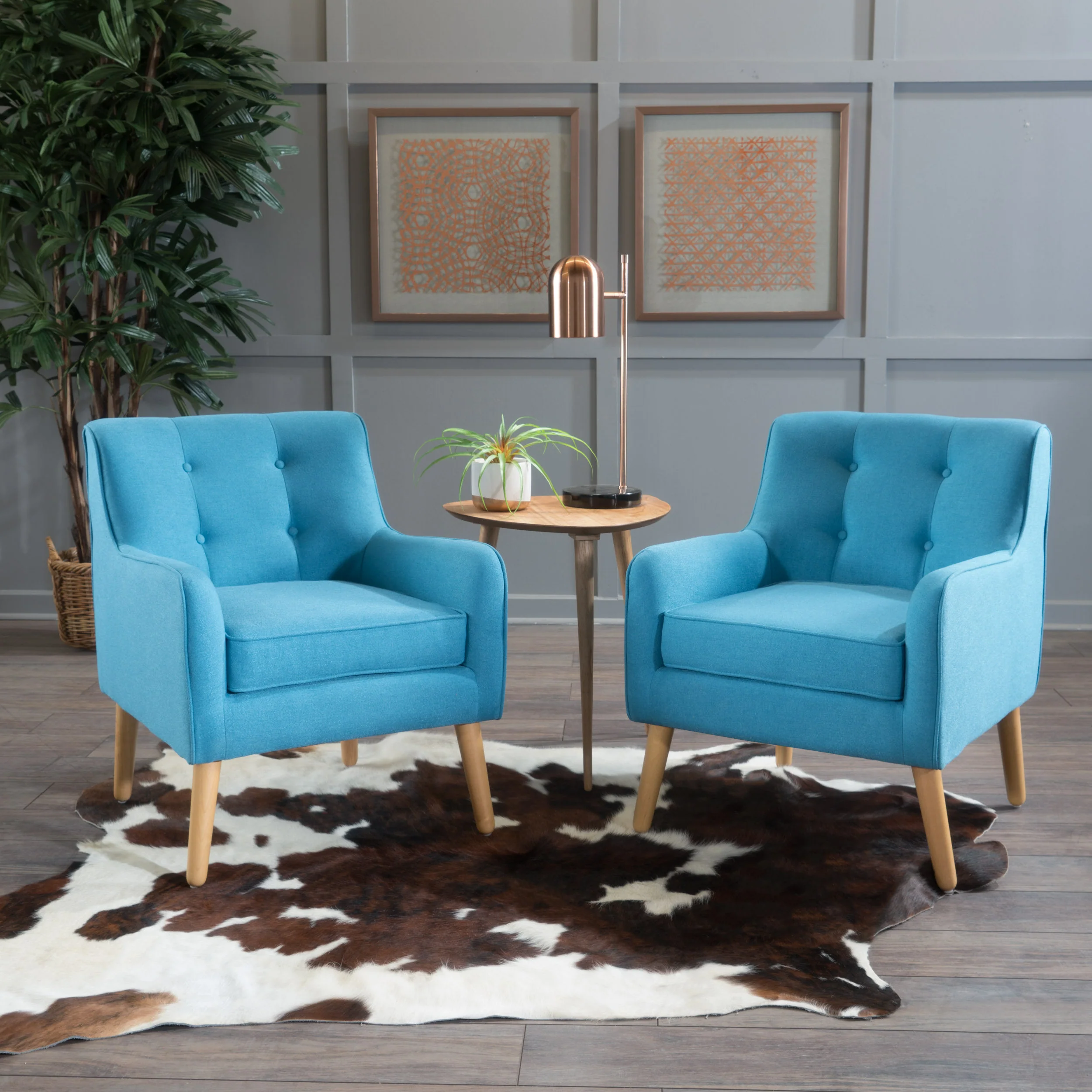Fontinella Mid Century Tufted Back Fabric Arm Chair - furnishings