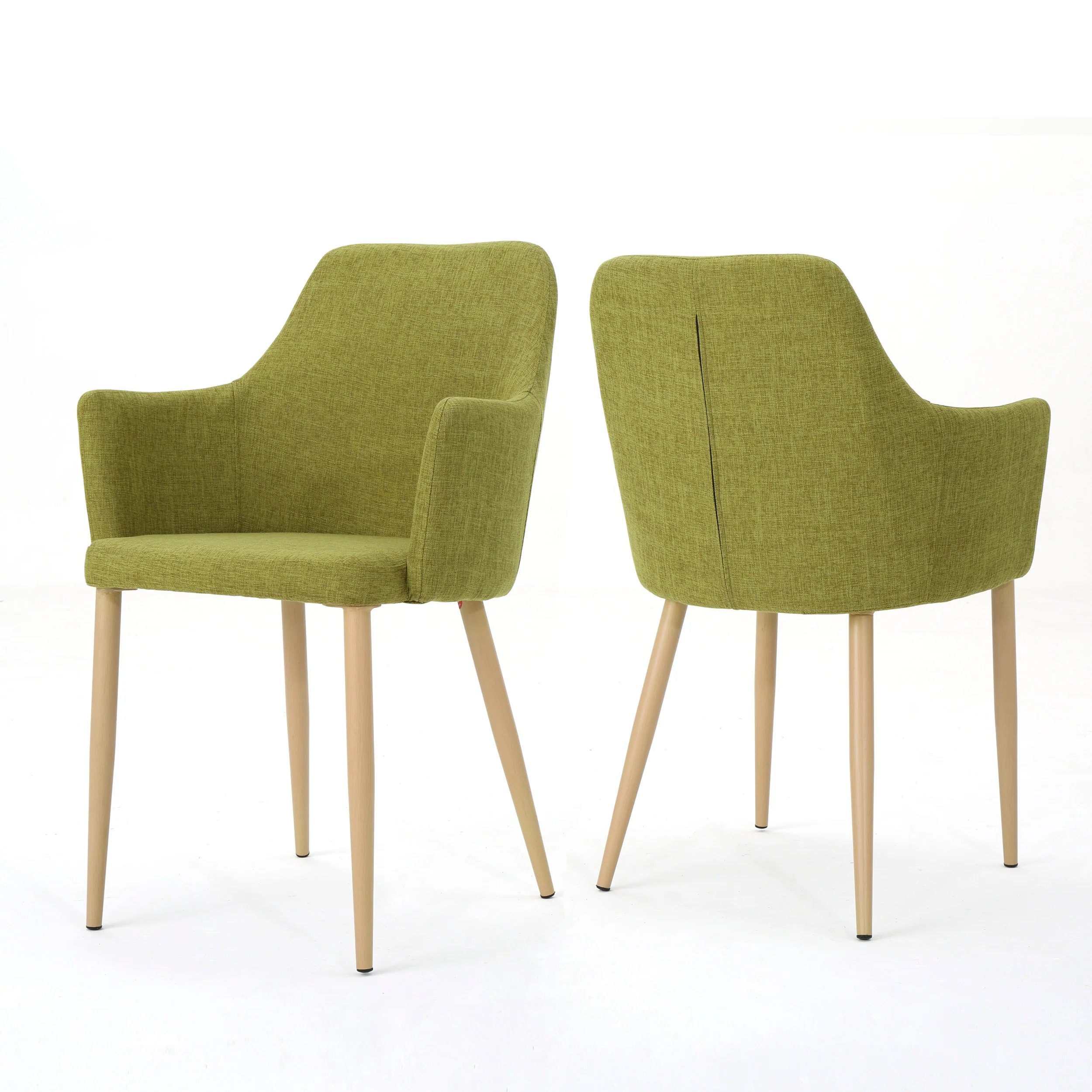 Serra Mid Century Fabric Dining Chair with Wood Finished Metal Legs (Set of 2) - furnishings
