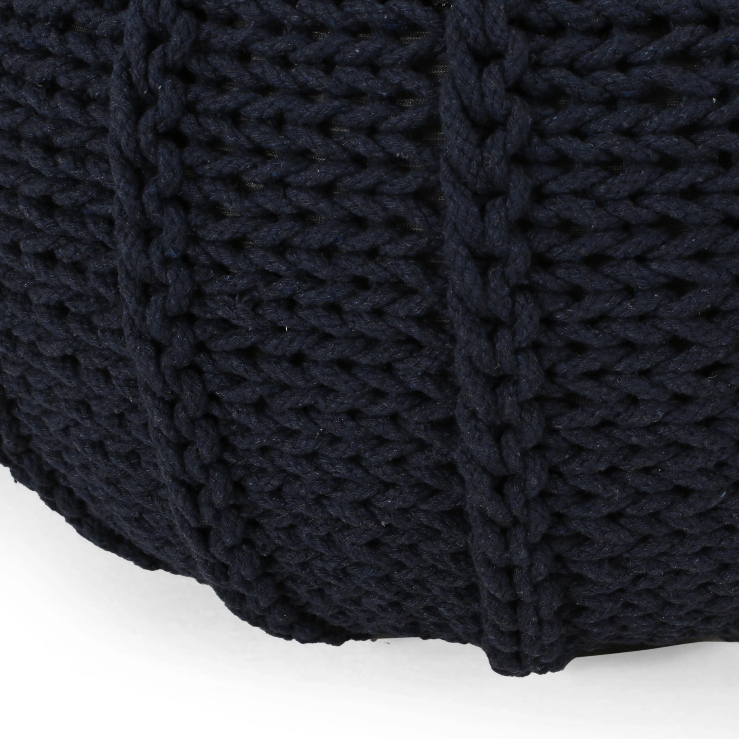 Agatha Modern Knitted Cotton Round Pouf - furnishings