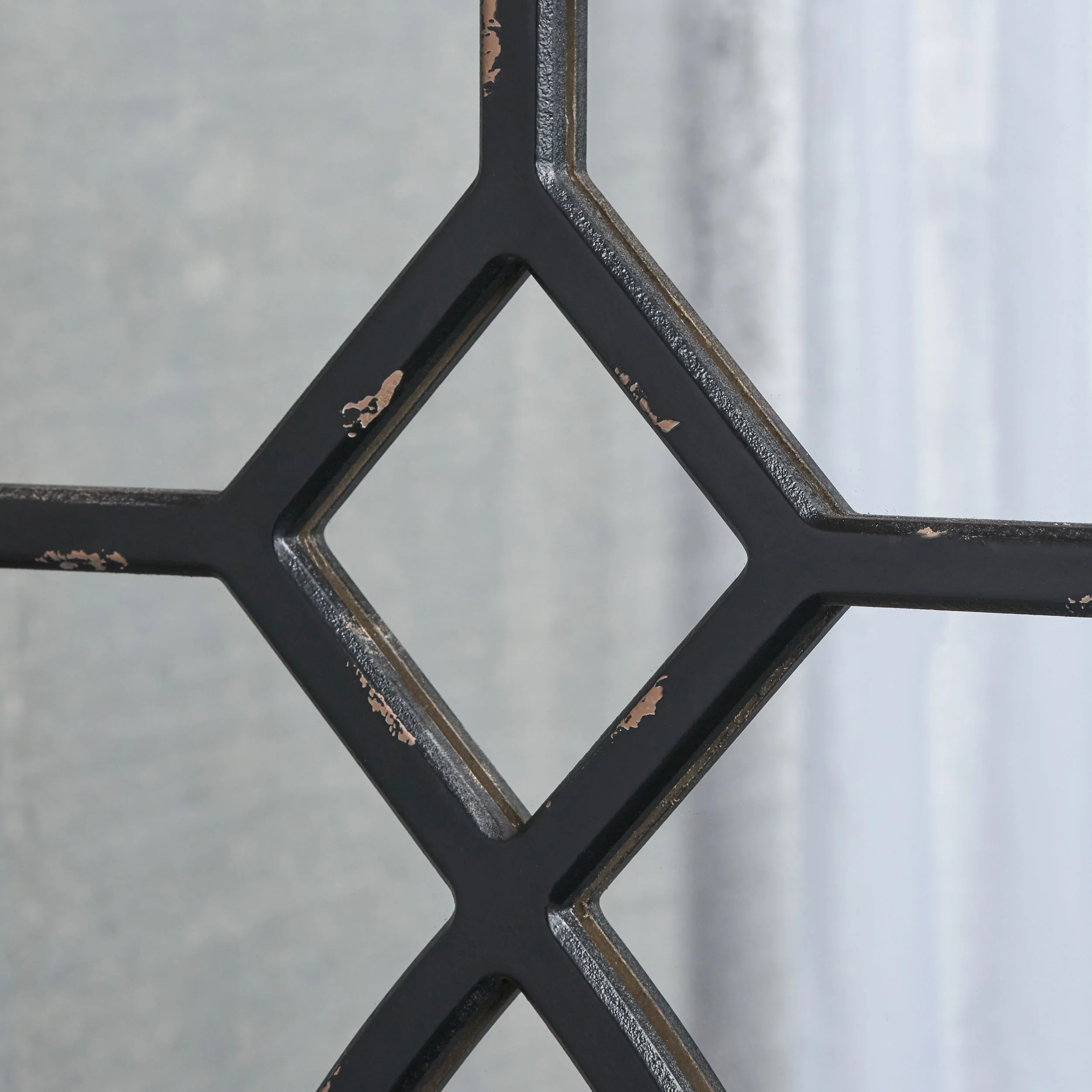 Zoe Rectangular Wooden Rustic Farmhouse Mirror, Distressed Black Frame - furnishings