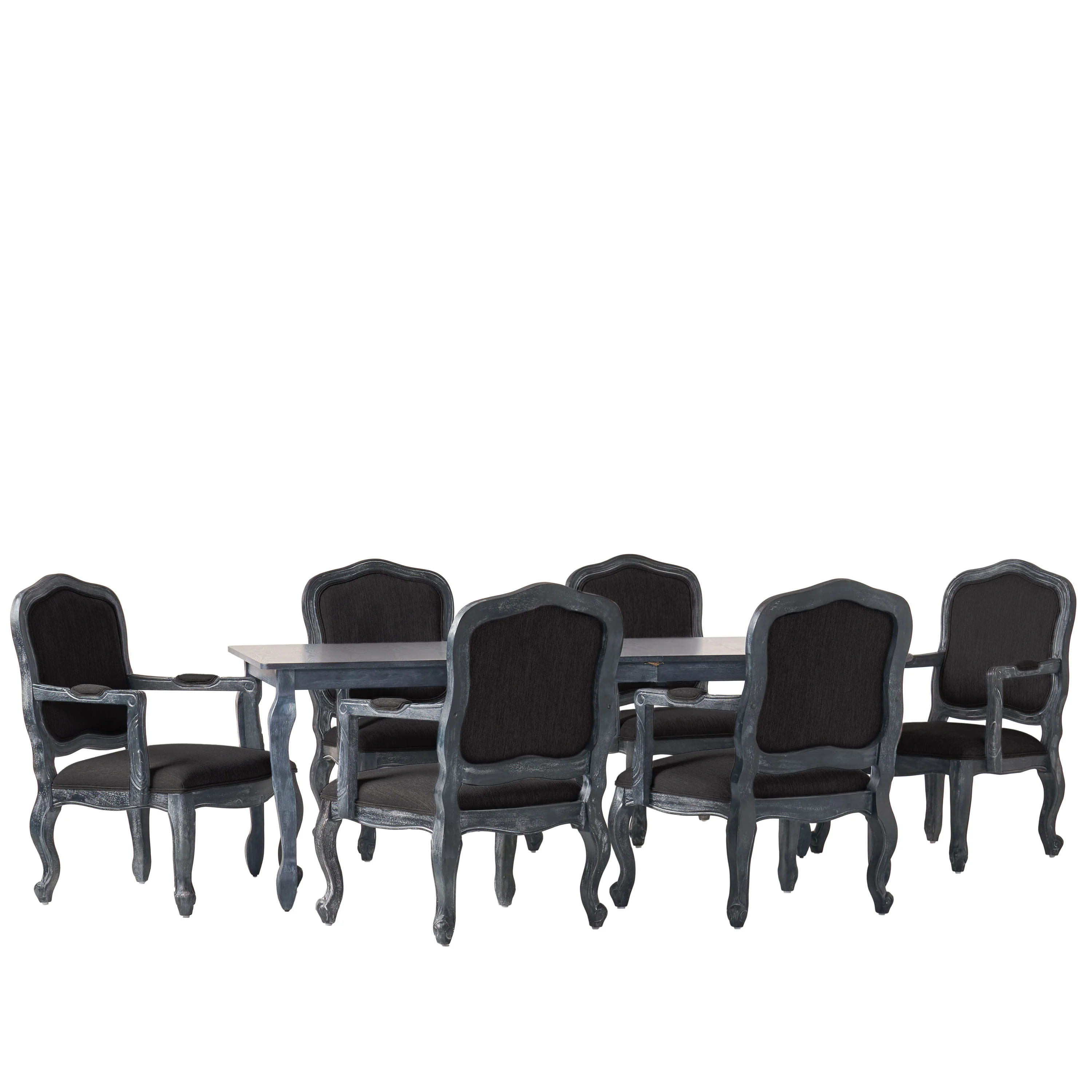 Bonview French Country Fabric Upholstered Wood Expandable 7 Piece Dining Set - furnishings