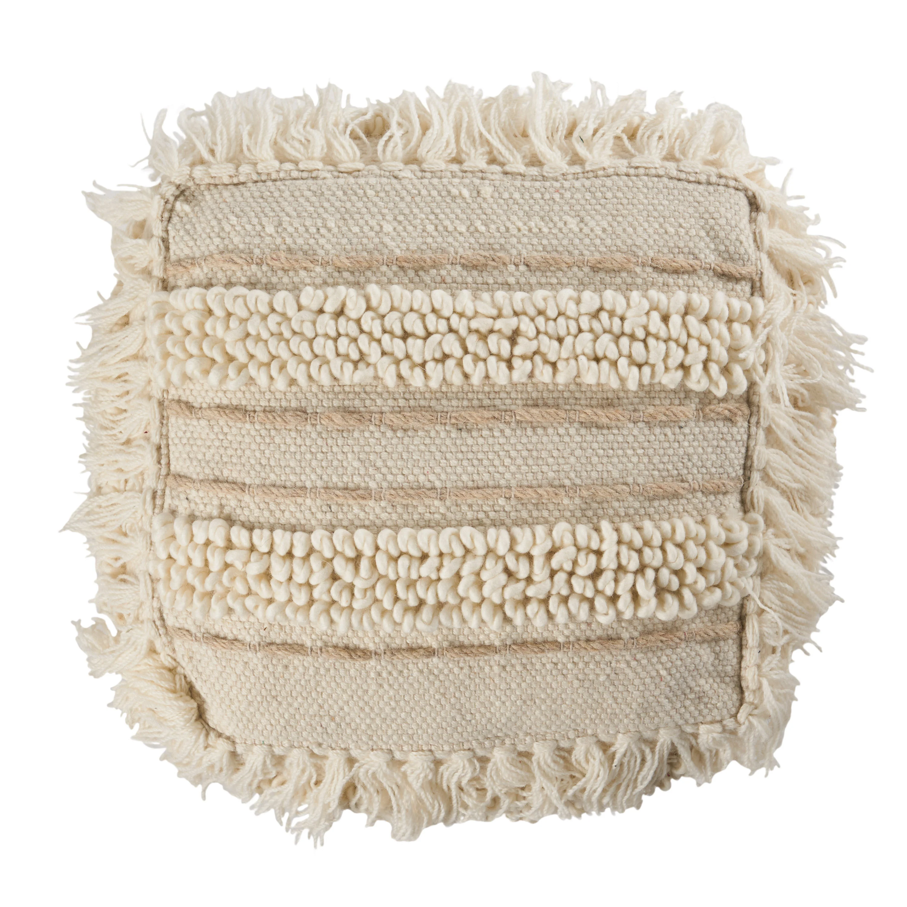 Roth Boho Handcrafted Fabric Cube Pouf - furnishings