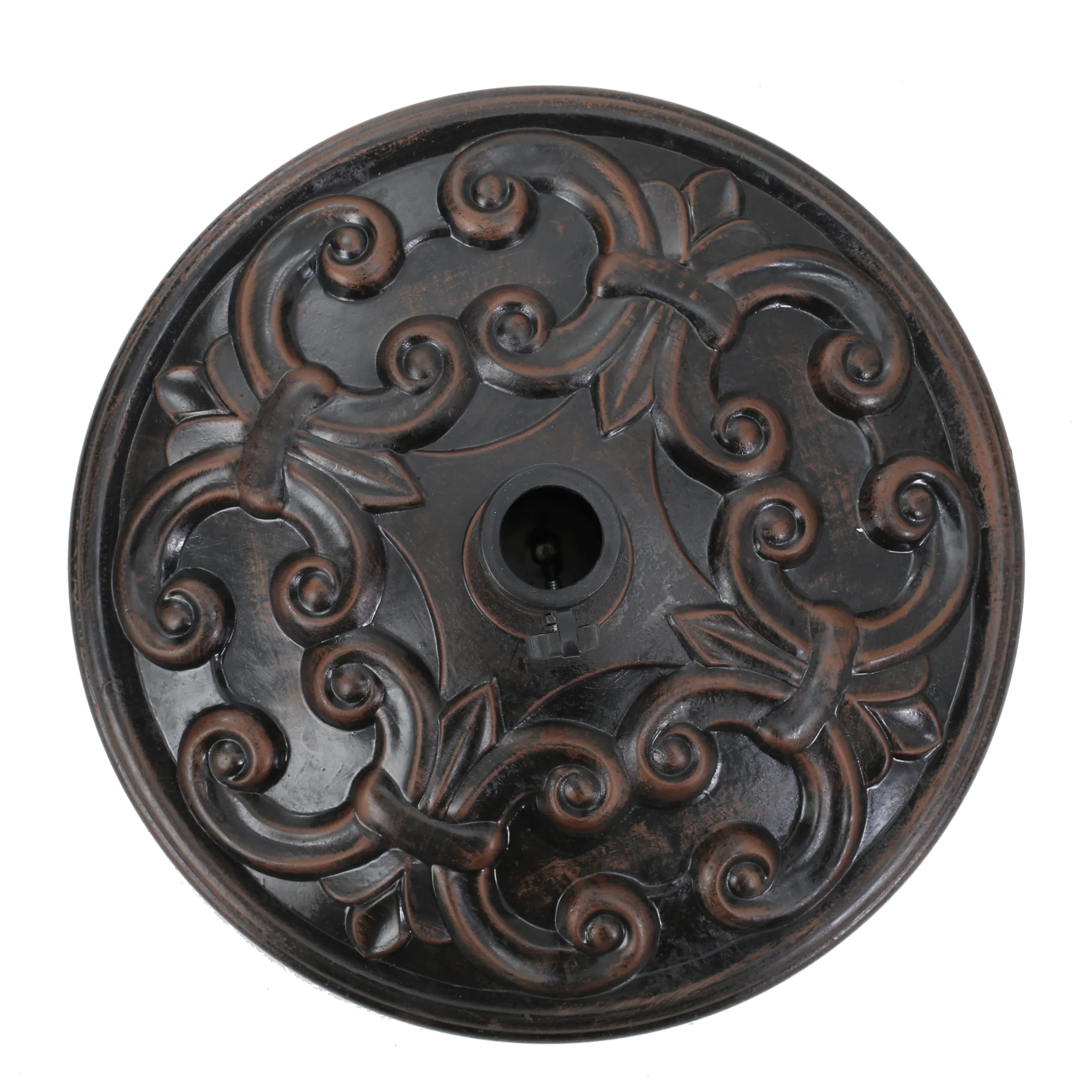 Gretta Outdoor Bronze Resin and Black Steel Unbrella Base - furnishings