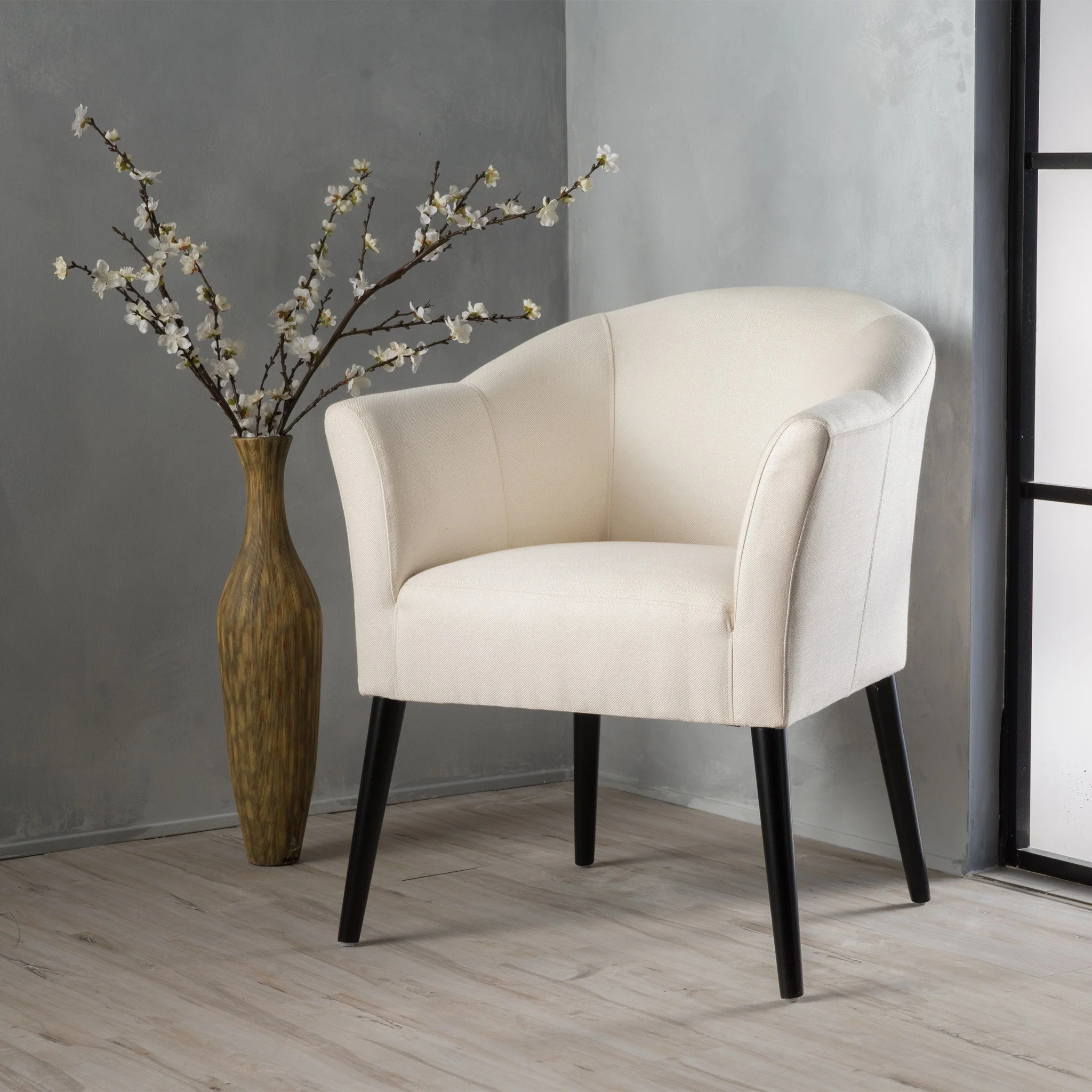 Charmaine Mid-Century Modern Low Back Fabric Accent Chair with Tapered Legs - furnishings