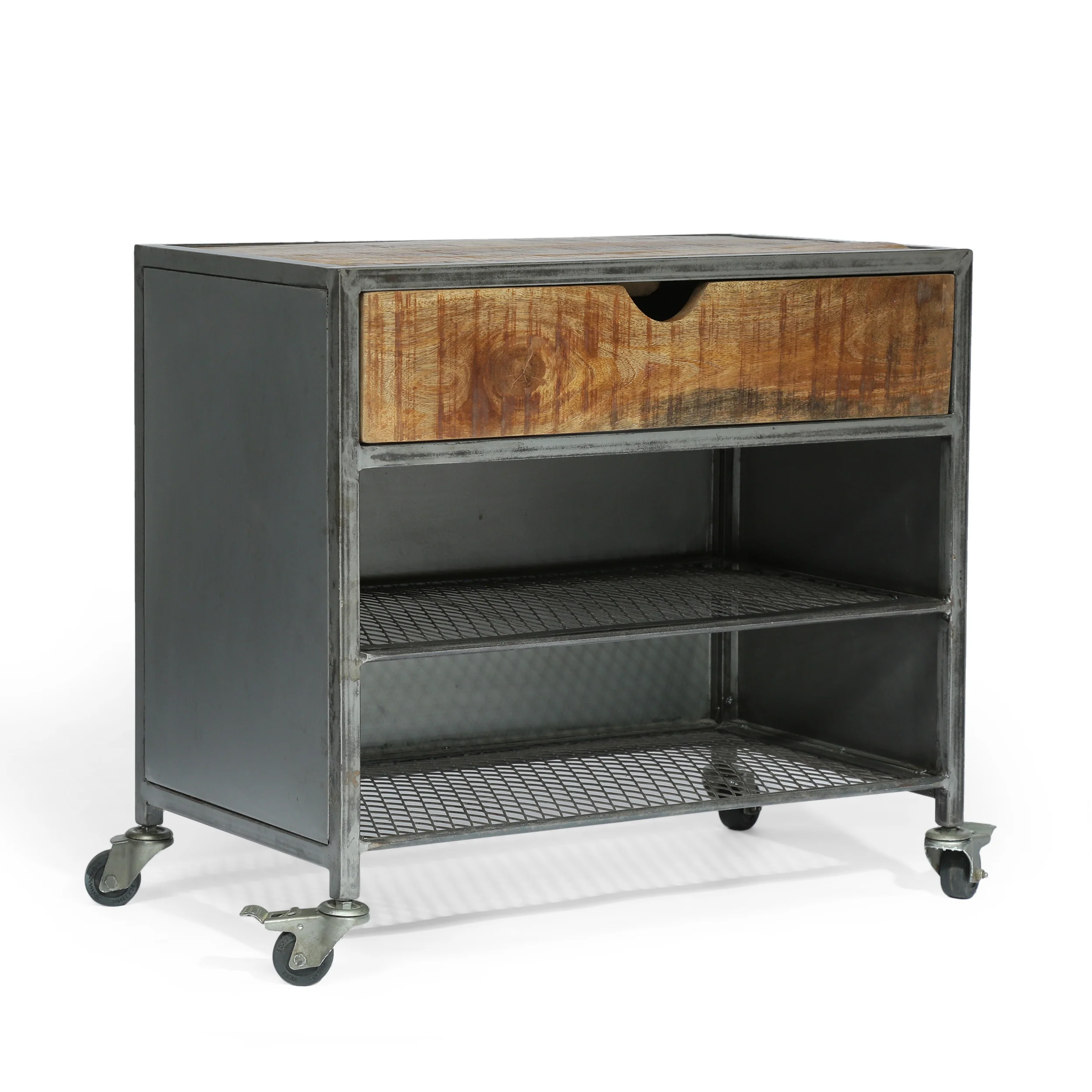 Alanis Industrial Handcrafted Mango Wood Shoe Rack, Natural and Gray - furnishings