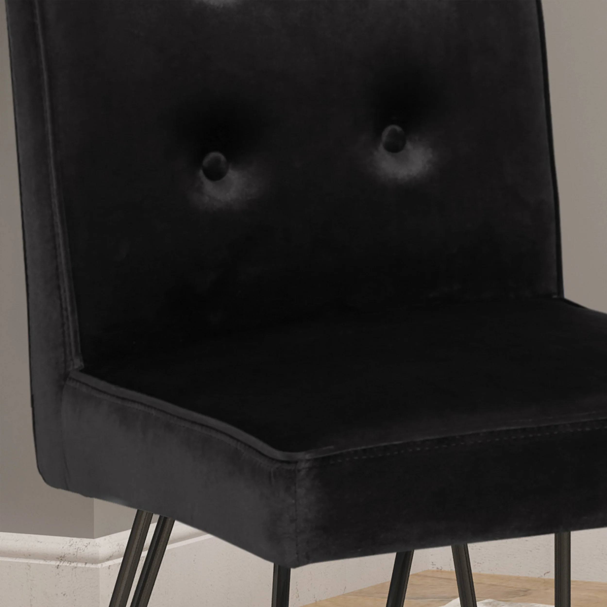 Natalie Glam Tufted Velvet Dining Chairs with Iron Legs  (Set of 2) - furnishings