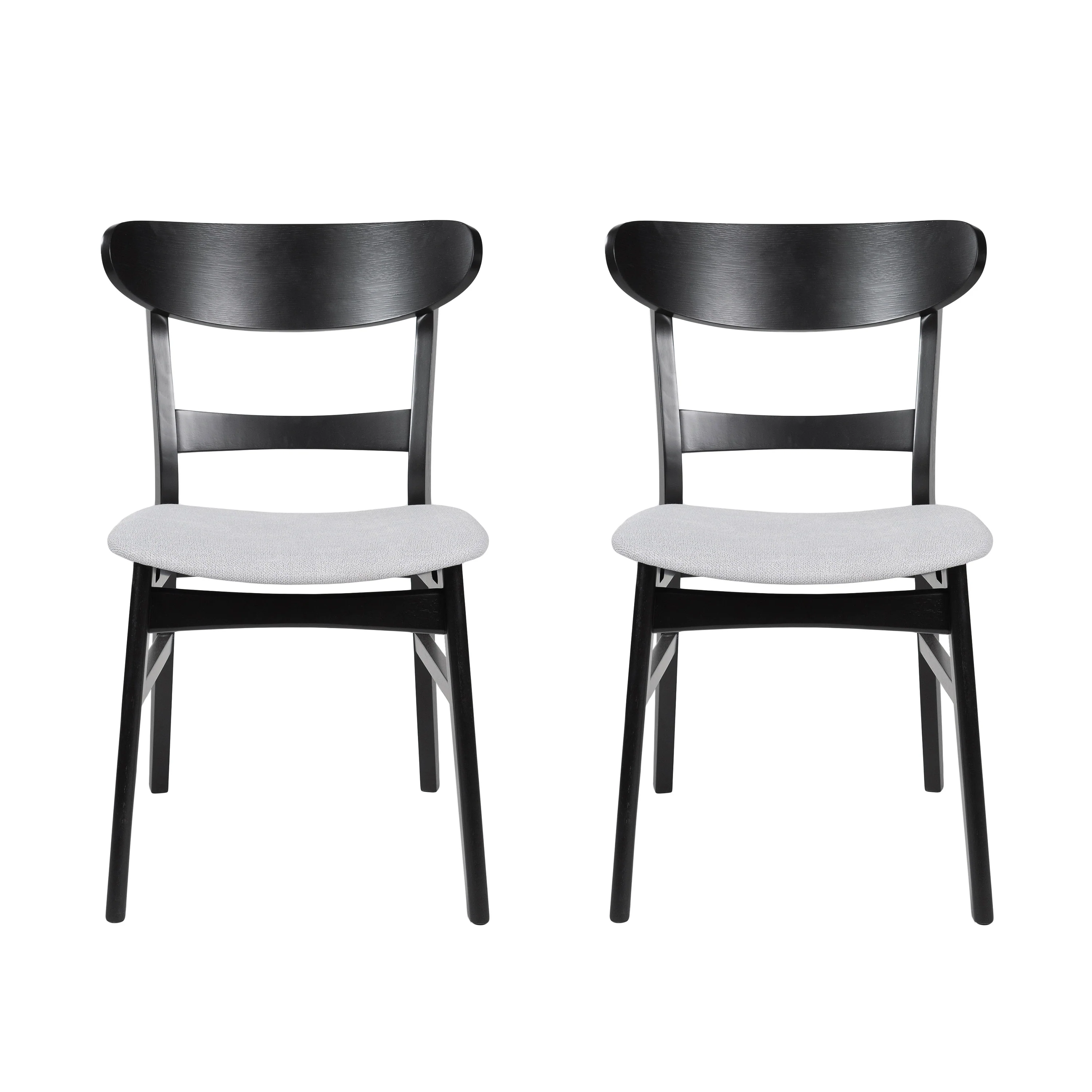 Isador Mid Century Modern Fabric Upholstered Wood Dining Chairs, Set of 2 - furnishings