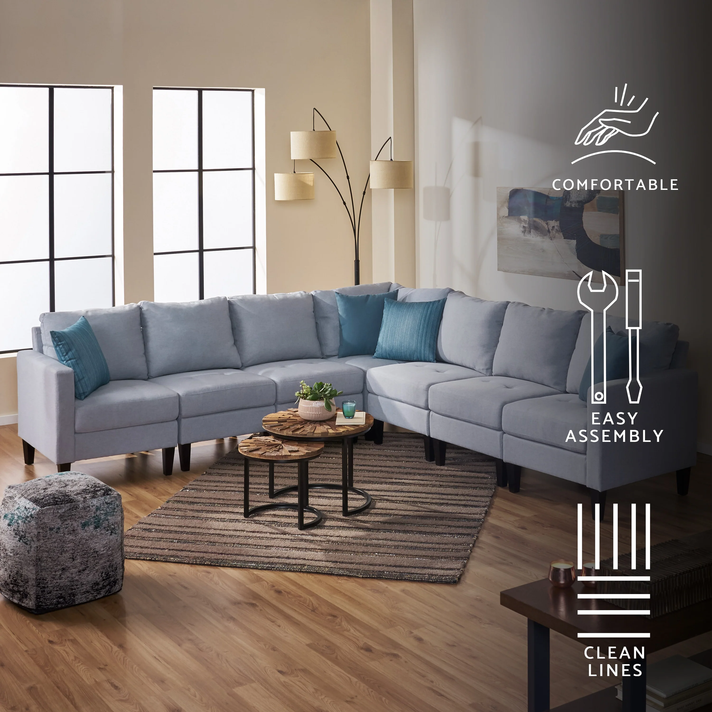 Bridger 7 Piece Versatile Fabric Sectional Couch - furnishings