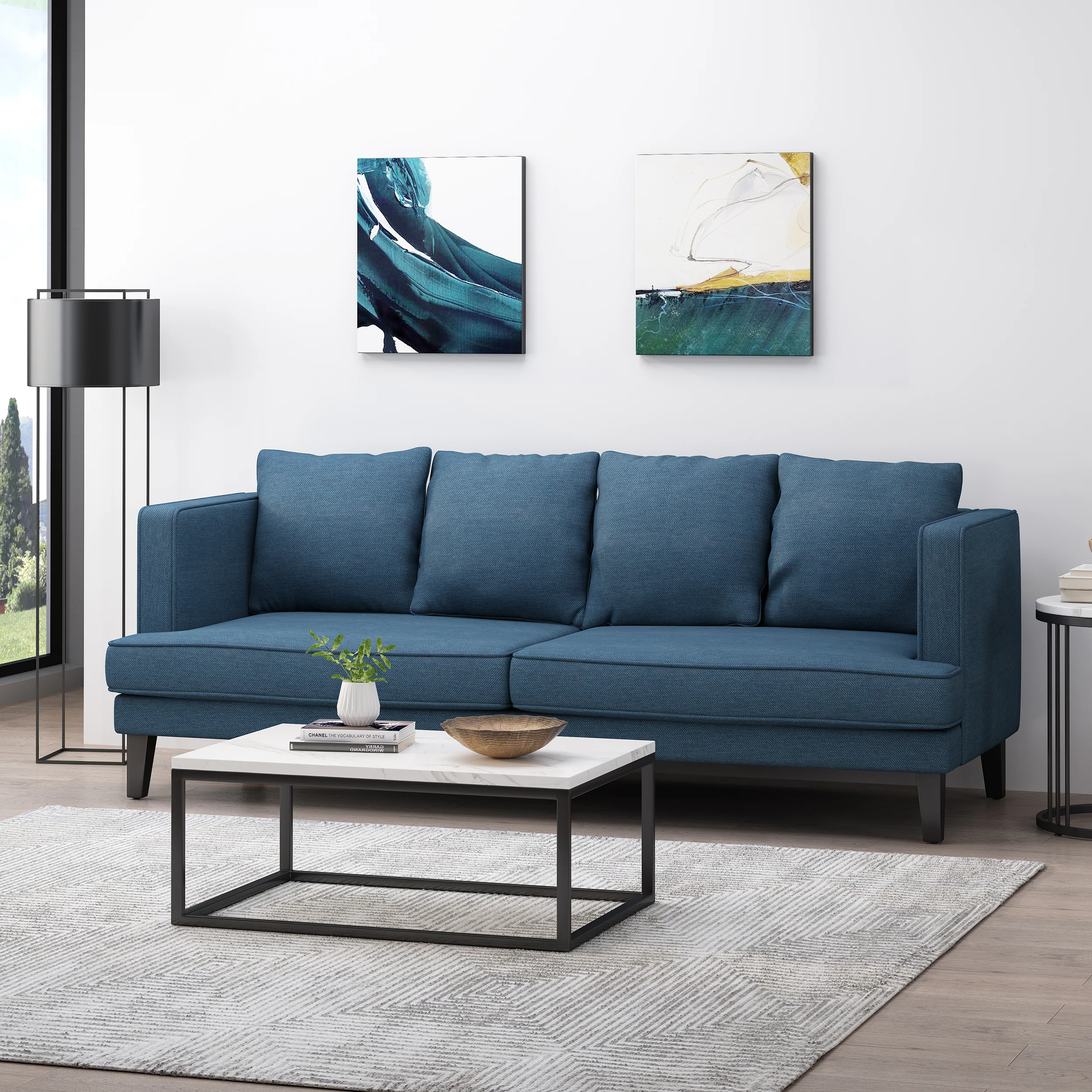 Nimsi Contemporary 3 Seater Fabric Sofa - furnishings
