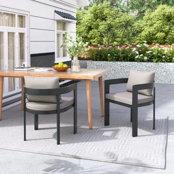 Olaly Modern Boucle Dining Chairs with Arms & Aluminum Frame - furnishings