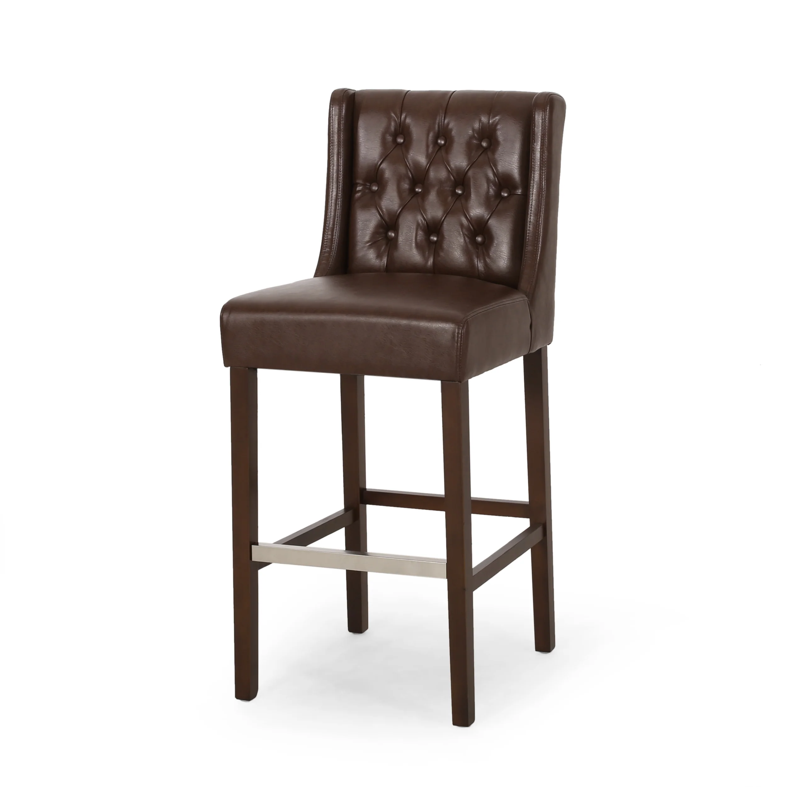 Leeandre Contemporary Wingback Faux Leather Barstools (Set of 2) - furnishings