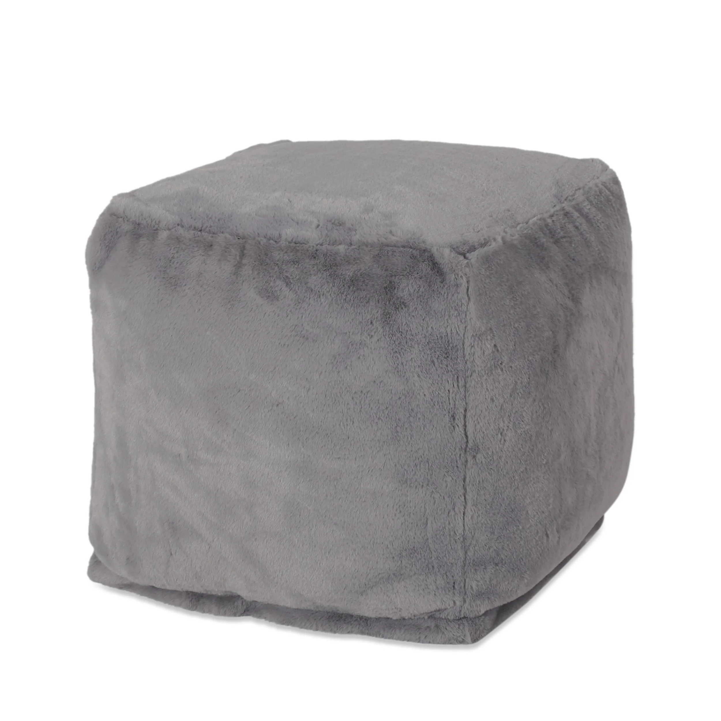 Pickerel Modern Glam Faux Fur Cube Pouf - furnishings