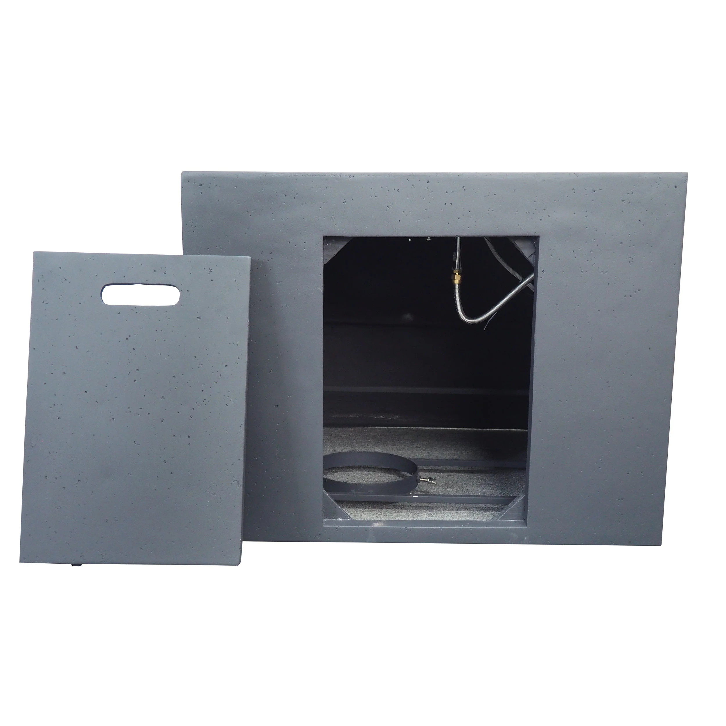 Leo Outdoor 31-inch Square Light Weight Concrete Gas Burning Fire Pit - furnishings