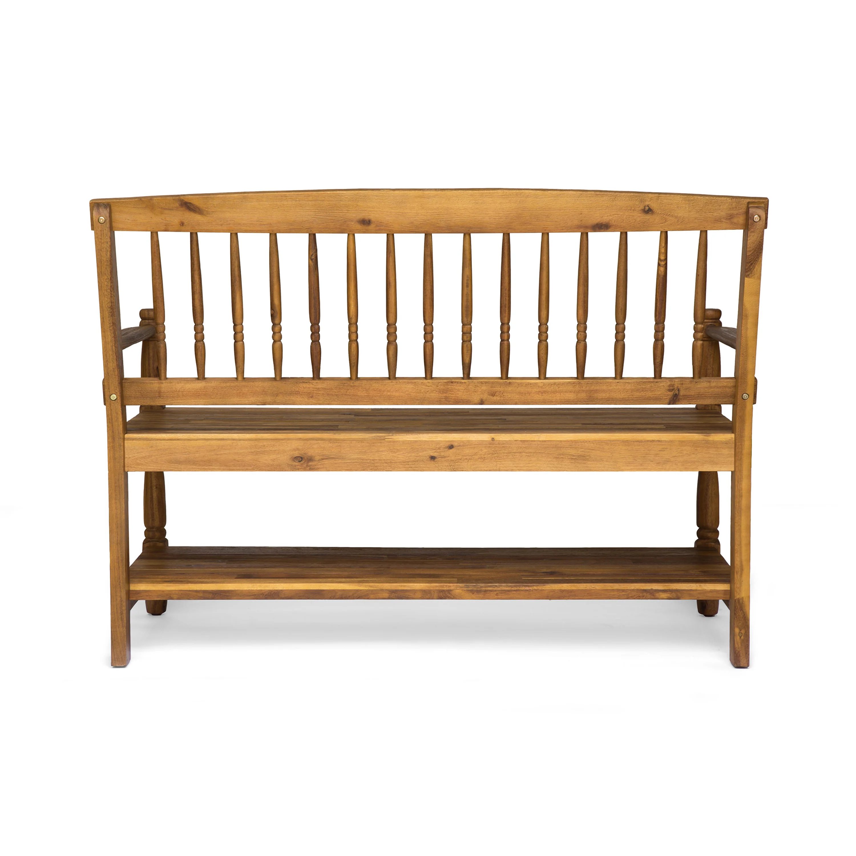 Kuhn Outdoor Acacia Wood Bench with Shelf - furnishings