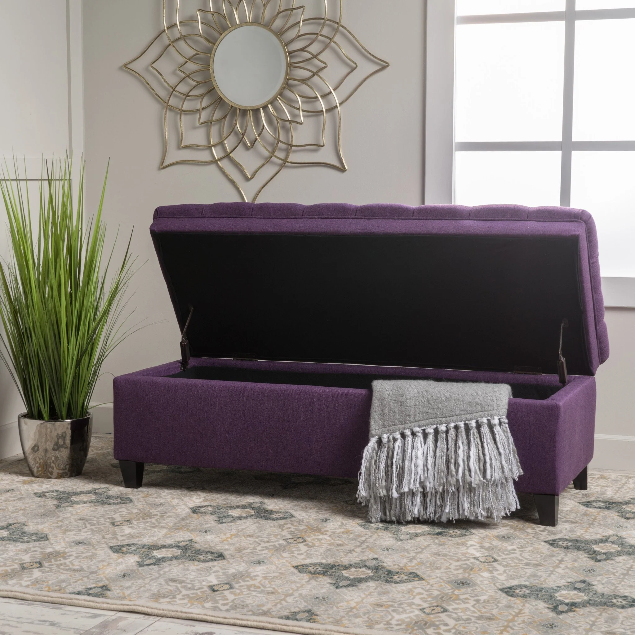 Laguna French Style Tufted Fabric Storage Ottoman Bench - furnishings